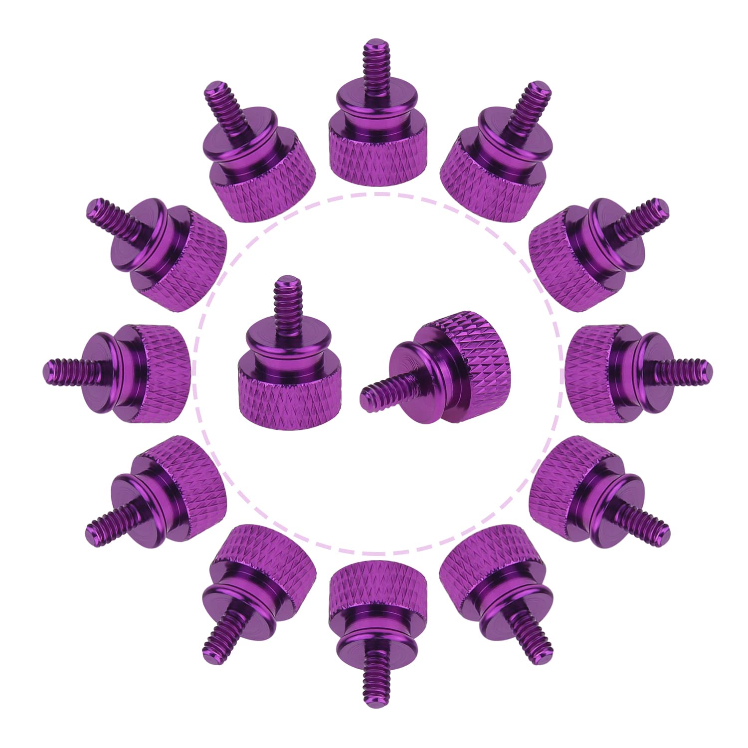 20-Pack Purple Anodized Aluminum 6-32 Thread Thumb Screws for PC Case, Cover, Power Supply & Hard Drives - Durable Computer Hardware Accessories for Easy Assembly & Maintenance