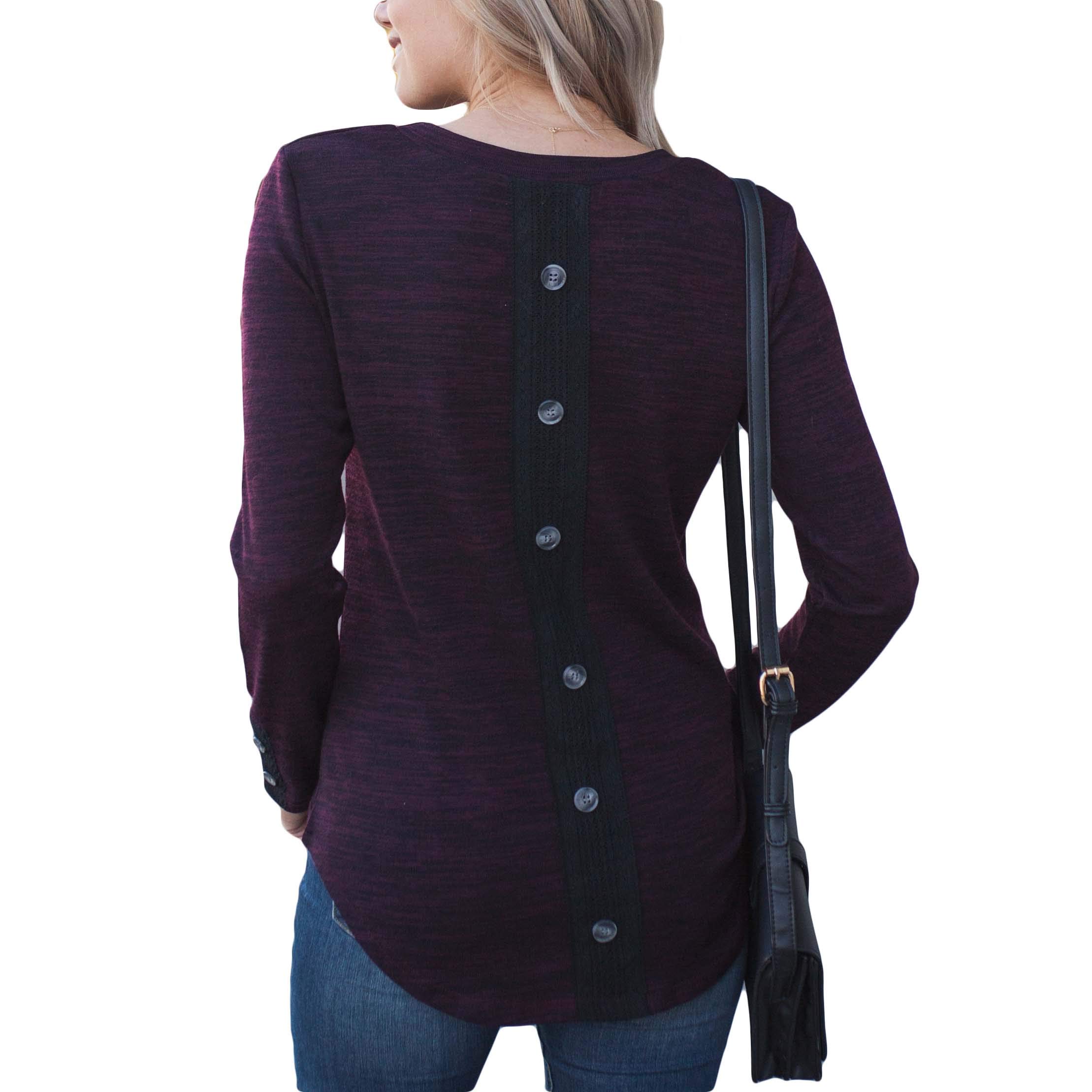Amaryllis Apparel Women's Button Back Blouse - Stylish Casual Shirt for Work, Date Night & Everyday Wear