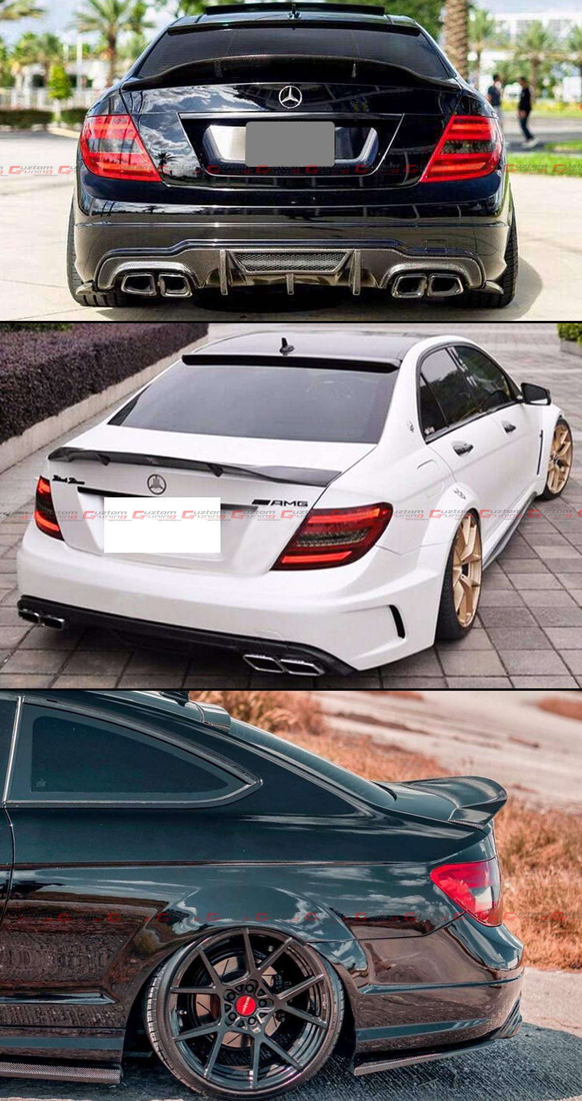 Carbon Fiber Duckbill Highkick Trunk Spoiler Wing for 2008-2014 Mercedes Benz W204 C250 C300 C63 AMG C-Class Sedan - Lightweight Aerodynamic Upgrade for Enhanced Sporty Style & Performance
