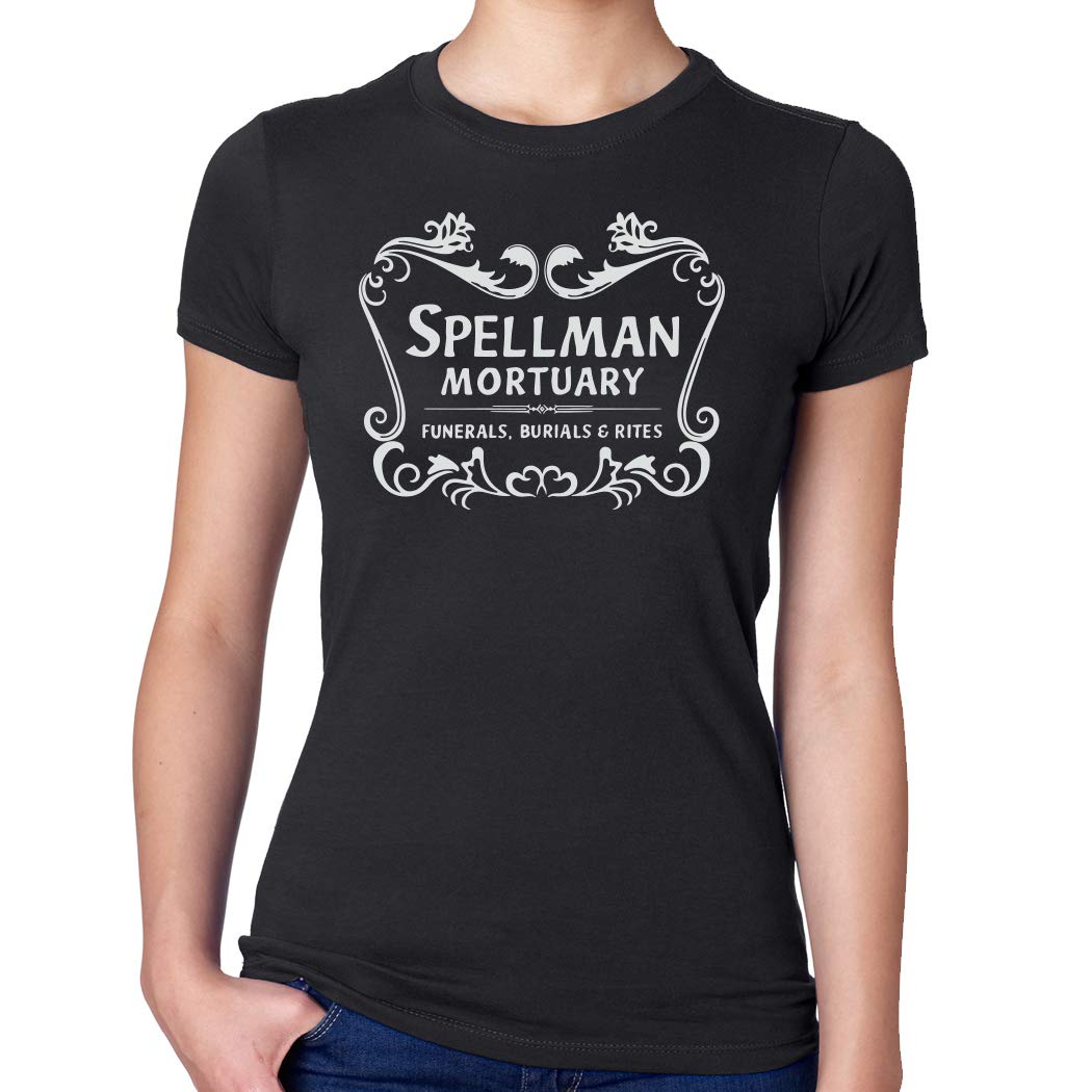 Spellman Mortuary Women's Black Graphic T-Shirt | Soft Cotton Tee for Casual Wear & Halloween Costume