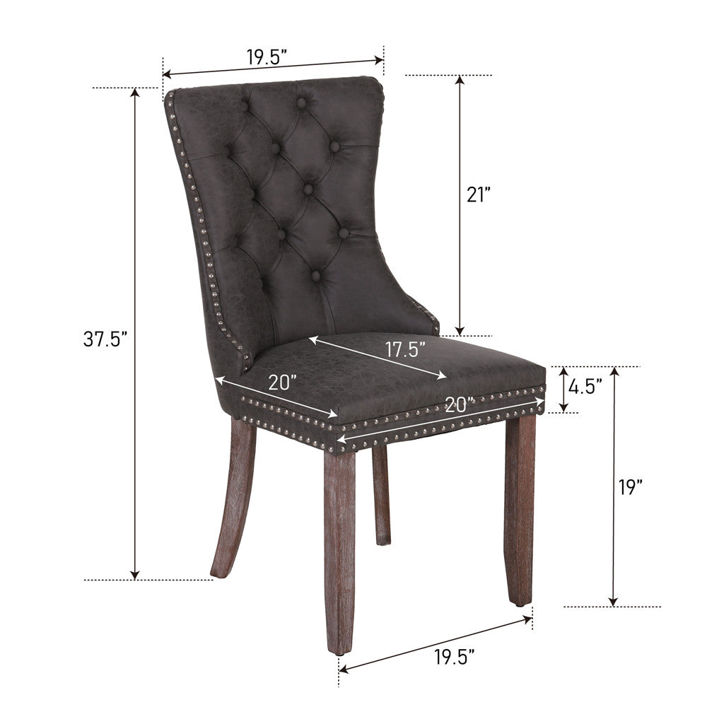 PU Leather Wingback Dining Chairs Set of 4 - Modern Accent Side Chairs for Dining Room, Living Room & Office - MFSTUDIO