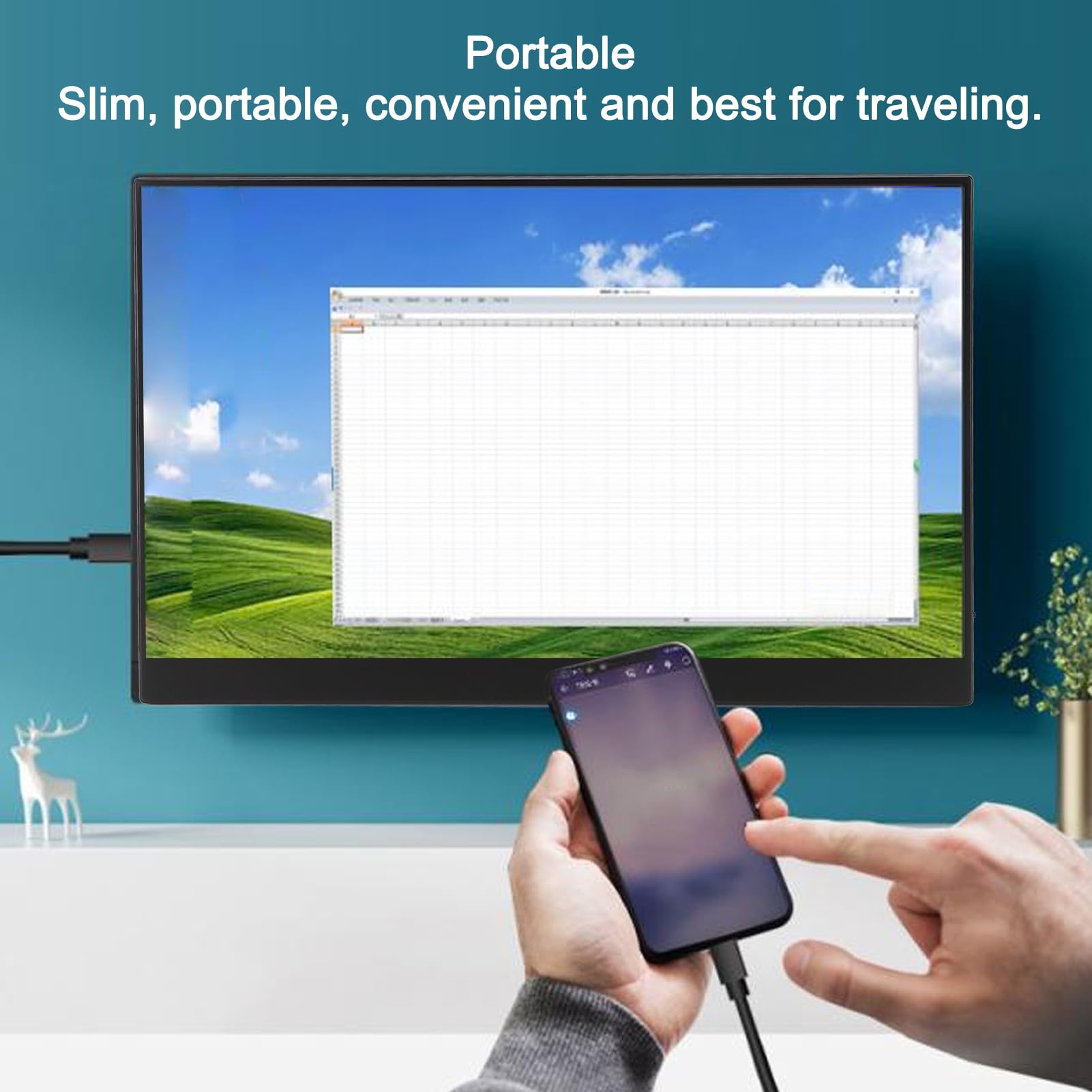 15.6 Inch Portable USB C Monitor with Touchscreen - 1920x1080P Full HD External Laptop Display, Second Screen for PC, Mac, Smartphone - Perfect for Business Travel, Home Office & Gaming
