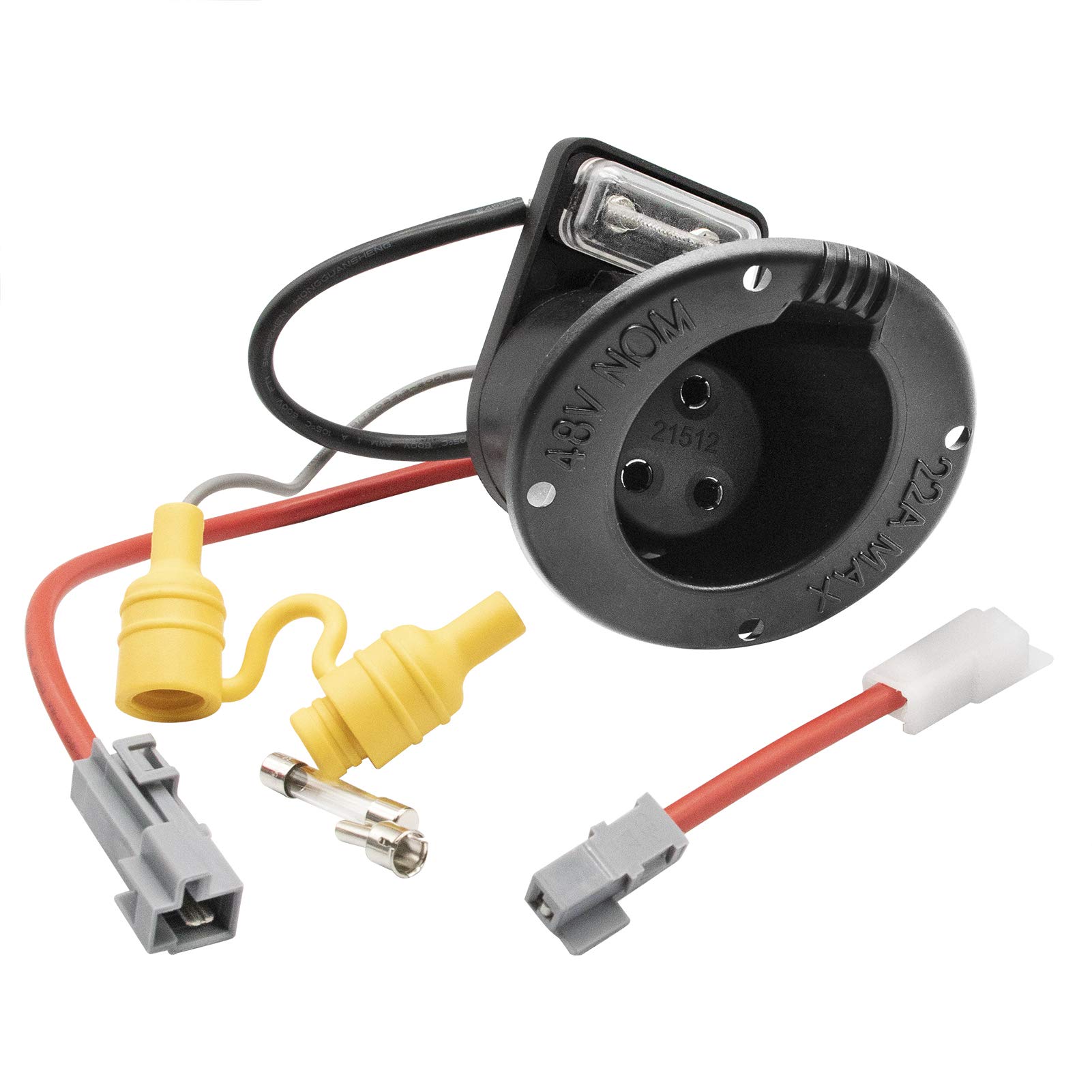 Club Car Charger Receptacle and Fuse Assembly Kit 102848701/102848702 - Compatible with Golf Carts & Utility Vehicles - Perfect for Home, Course & Fleet Maintenance