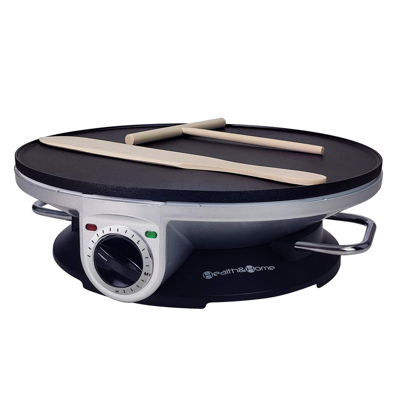 13 Inch Non-Stick Electric Crepe Maker & Pancake Griddle - Silver | Perfect for Breakfast, Brunch & Dessert Crepes at Home or Cafe
