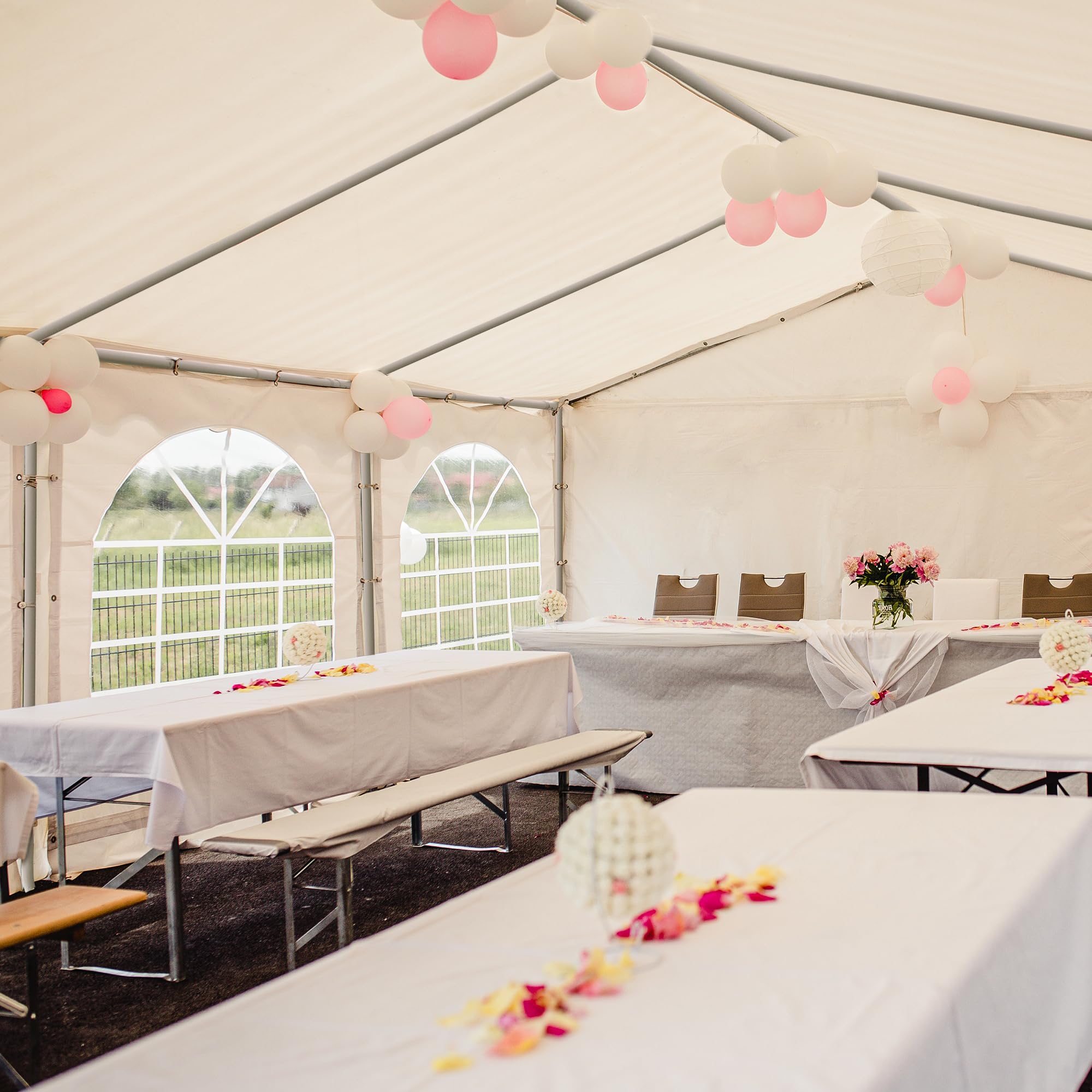 YITAHOME 13x26FT Heavy Duty PVC Party Tent - White Wedding & Event Shelter with Upgraded Galvanized Frame, Removable Sidewalls & 2 Storage Bags (600D Oxford Commercial Grade) - Perfect for Outdoor Weddings, Birthday Parties, Farmers Markets and Backyard Gatherings