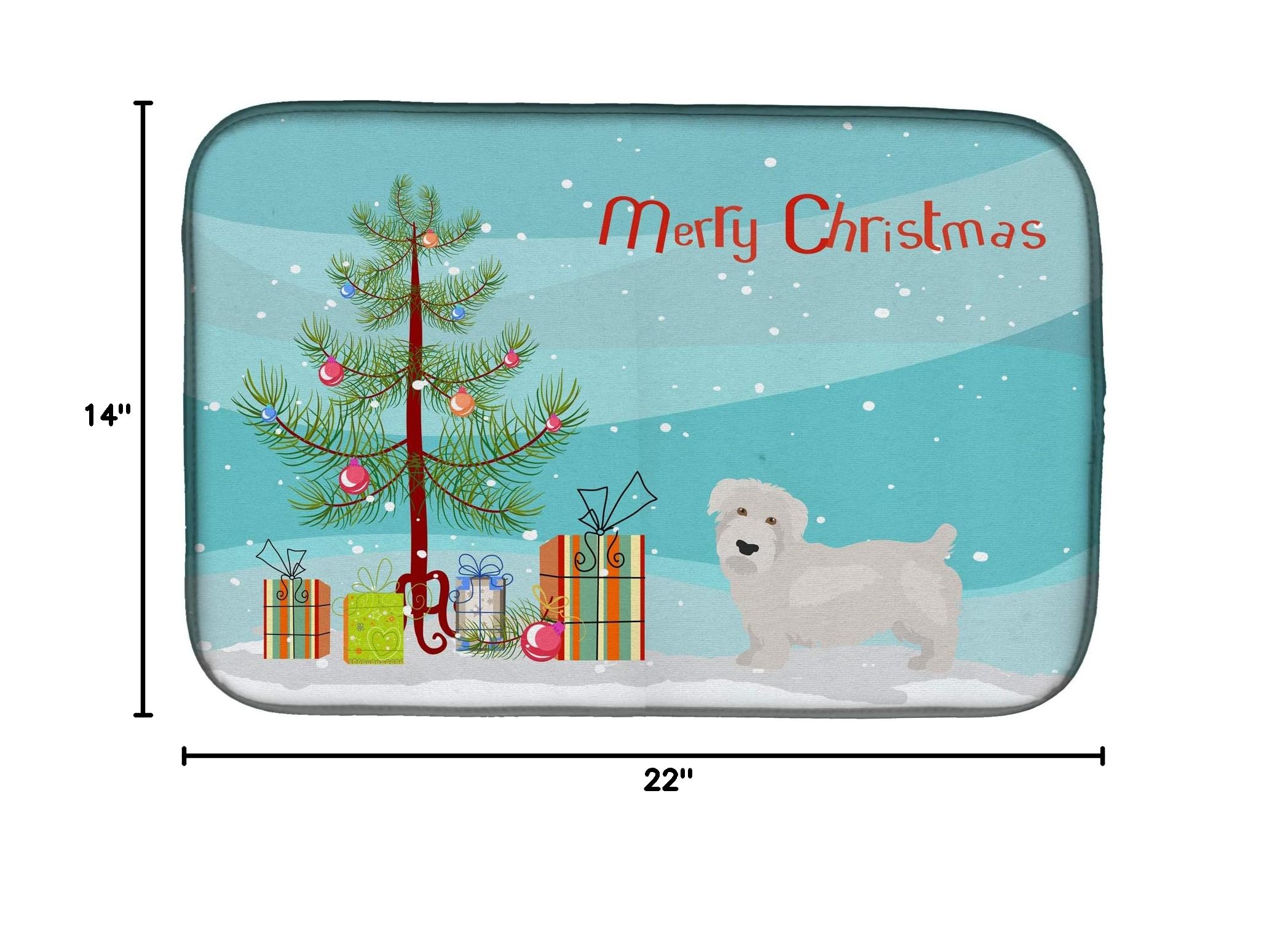 Christmas Tree Dish Drying Mat - Absorbent Kitchen Counter Pad (14x21