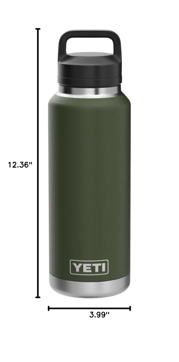 YETI Rambler 46 oz Vacuum Insulated Stainless Steel Water Bottle with Chug Cap - Retired Highlands Olive Color | Perfect for Outdoor Adventures, Hiking, Camping & Gym Workouts