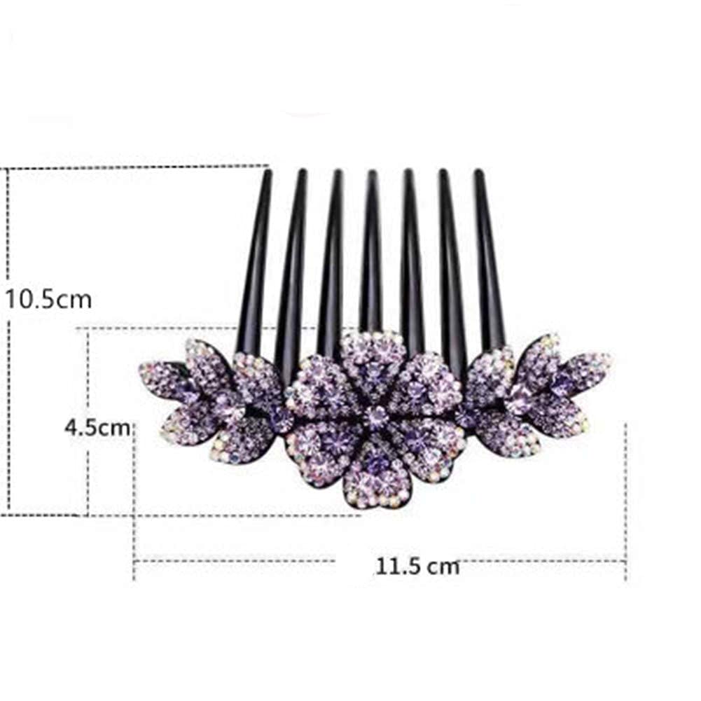MAYCREATE® Women's Floral Hair Clips - Crystal Hair Barrettes, Comb Pins & Slide Clips for Girls & Bridal Hair Accessories (Dark Purple, 1Pc) - Perfect for Weddings, Parties & Everyday Styling