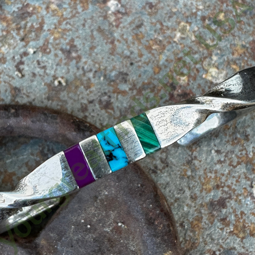Sterling Silver Channel Inlay Cuff Bracelet for Women - Elegant Stackable Bangle Jewelry Gift for Birthday, Anniversary & Special Occasions