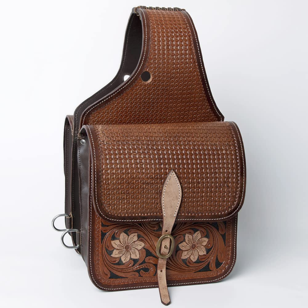 HILASON Heavy Duty Western Leather Horse Saddle Bag for Trail Riding & Biking | Durable Traditional Saddle Pack for Equestrian & Cycling | Perfect for Ranch Work, Horse Shows & Outdoor Adventures