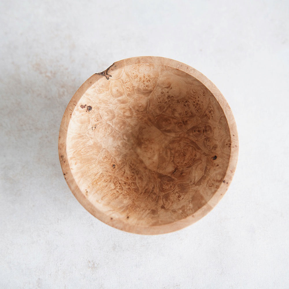 Handcrafted Maple Burl Wood Bowl - Natural Wooden Fruit & Nut Serving Bowl for Kitchen, Dining Table Decor, Rustic Home Centerpiece