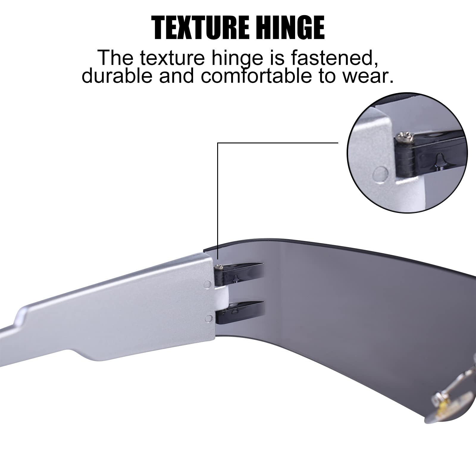 Futuristic Wrap Around Sunglasses for Women & Men - 3 PCS One Piece Flat Top Shield Eyewear, Rimless Single Lens Celeb Sunglasses | Perfect for Driving, Cycling, Outdoor Sports & Fashion Statement