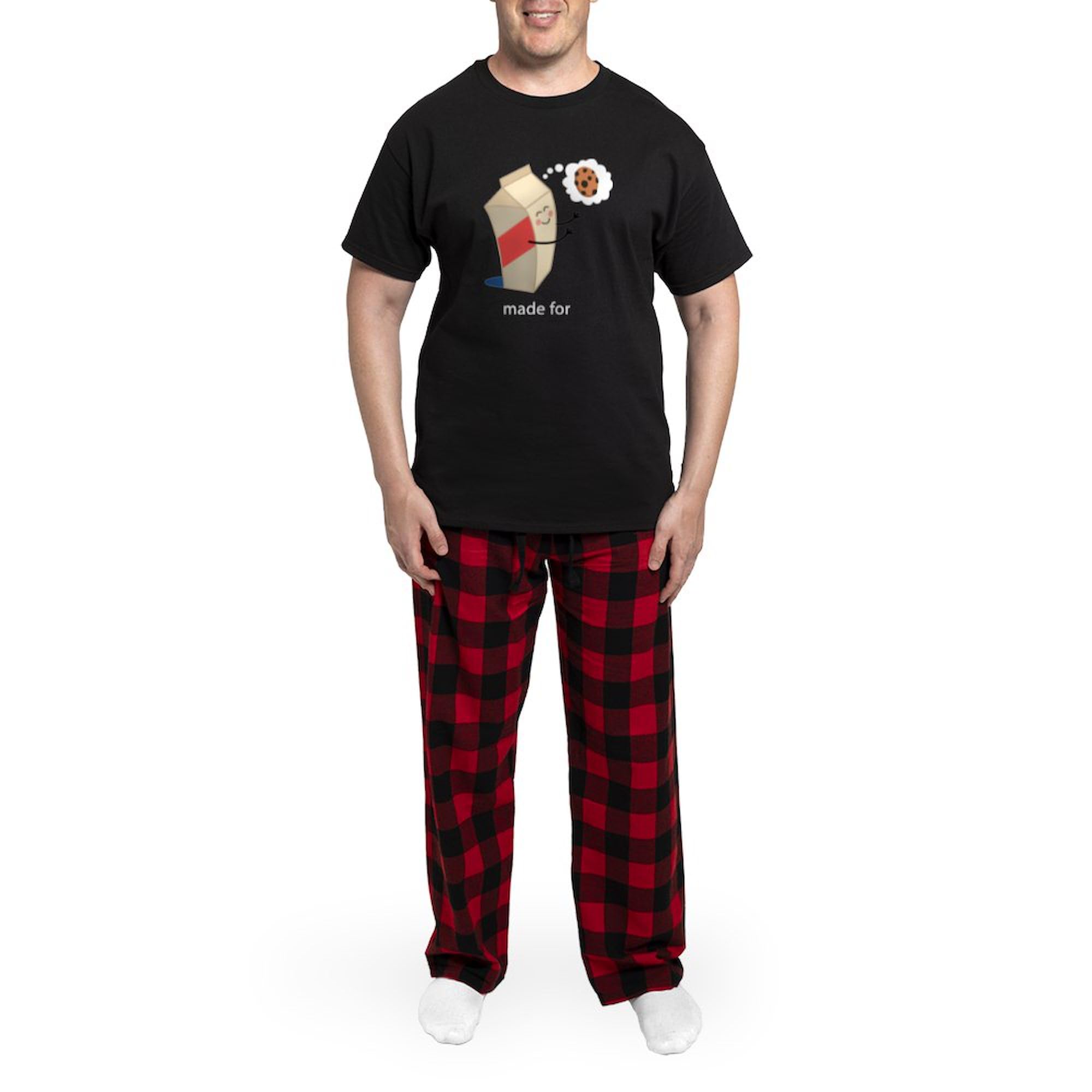 Made For Each Other Cookies And Milk Men's Dark Print Pajama Set - Comfortable Sleepwear for Relaxing at Home & Cozy Nights