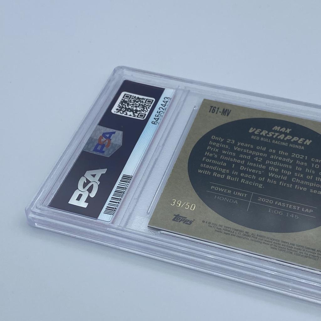 PSA 9 39/50 Max Verstappen Red Bull RB16B #T61MV Gold Wave Refractor - Rare F1 Trading Card for Collectors & Motorsport Fans (Perfect for Display, Investment & Racing Memorabilia Collections)