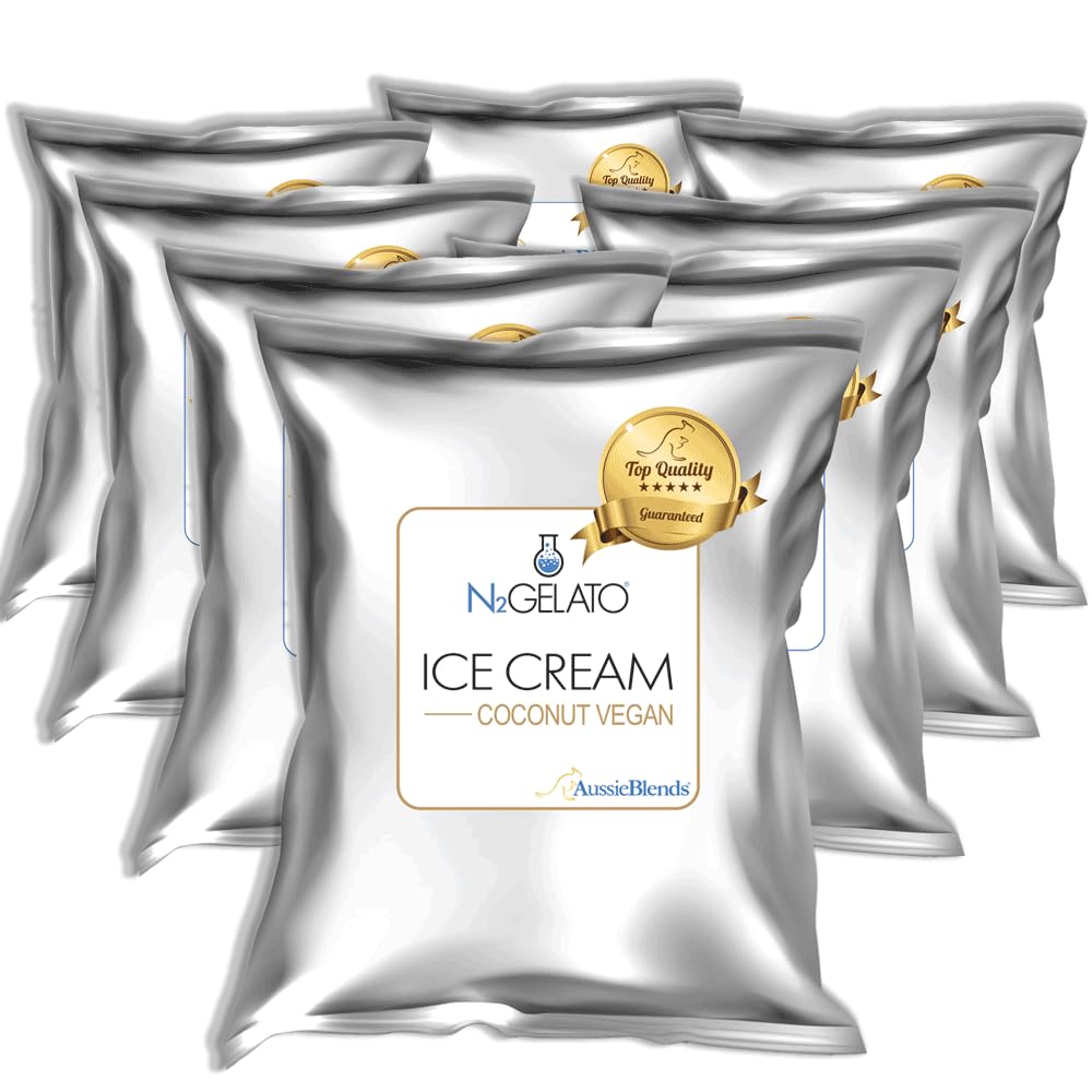AussieBlends Coconut Vegan Ice Cream Mix - 8-Pack Plant-Based Dessert Powder for Soft Serve, Gelato, Rolled & Liquid Nitrogen Ice Cream | Dairy-Free, Gluten-Free | Perfect for Home Kitchens, Cafes & Ice Cream Shops