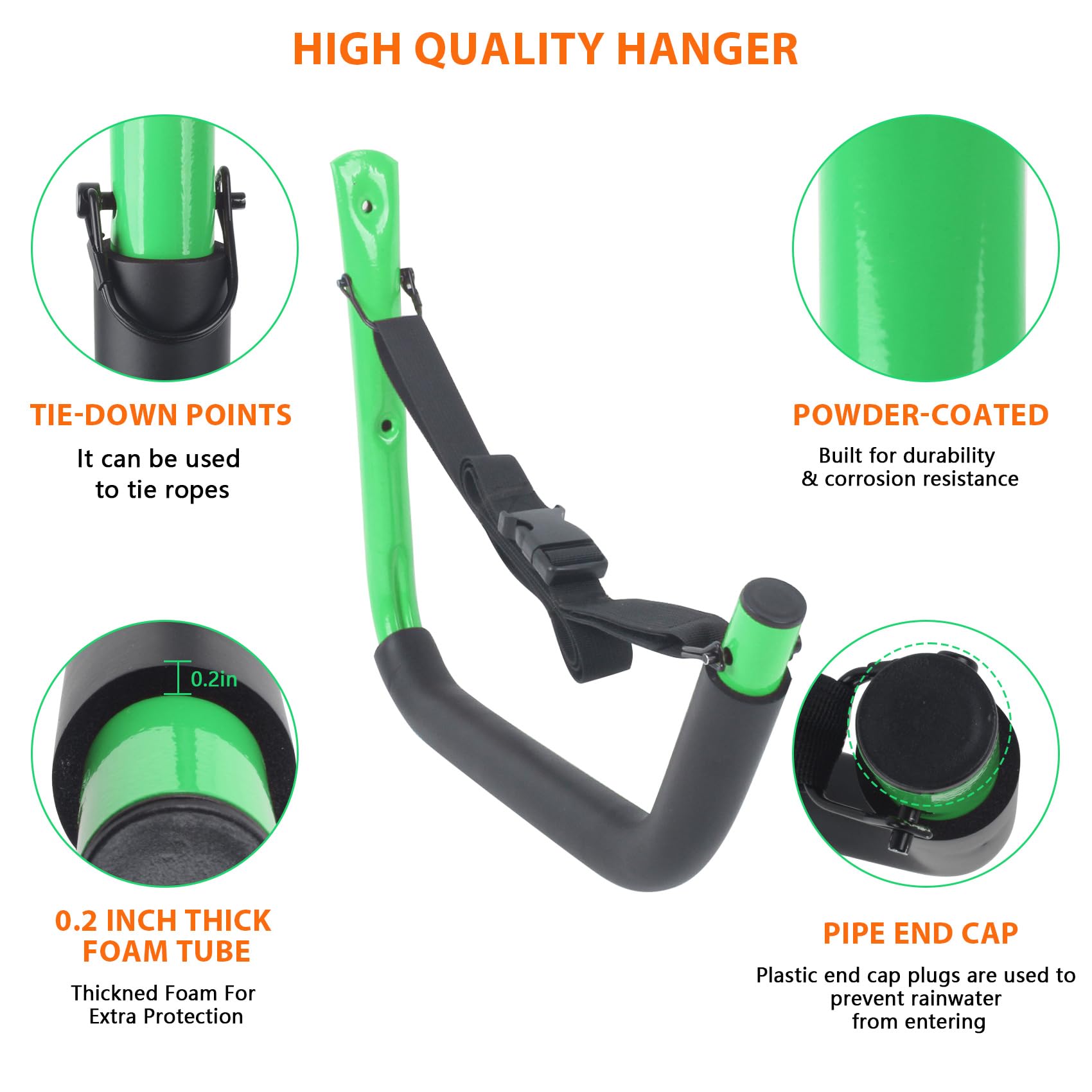 Heavy Duty Kayak Wall Mount Storage Rack with Straps - 100 LB Capacity Kayak Hanger for Garage, Paddle Boards, Surfboards, Bikes, Ladders, SUP & Snowboards - Space Saving Organization for Outdoor Gear (4 Pack) - Perfect for Garage, Shed or Boat House Storage