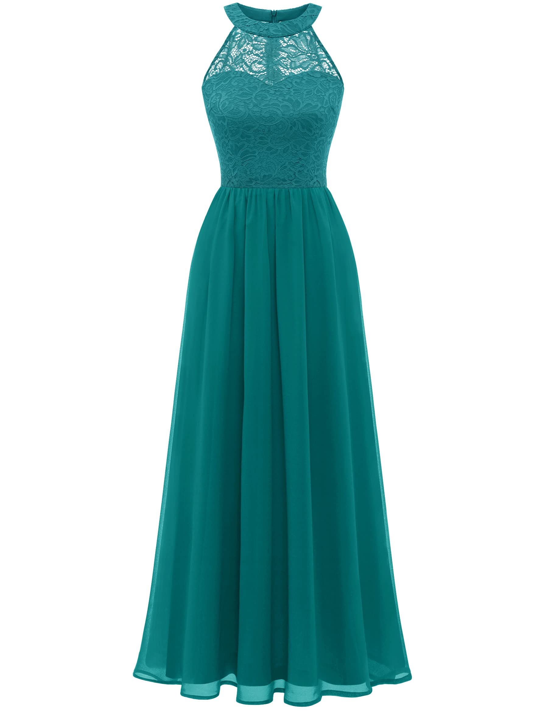 Wedtrend Women's Formal Prom Dress - Elegant Halter Neck Long Gown with Floral Lace for Bridesmaid, Evening Party, Wedding Guest & Special Occasions