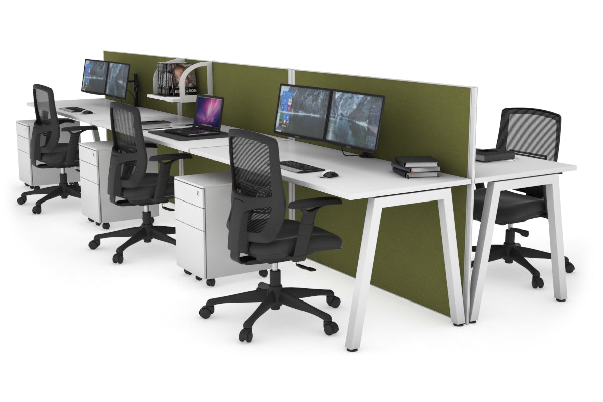Horizon Quadro 6-Person Office Workstation Bench with A-Legs - 1400mm x 700mm (55