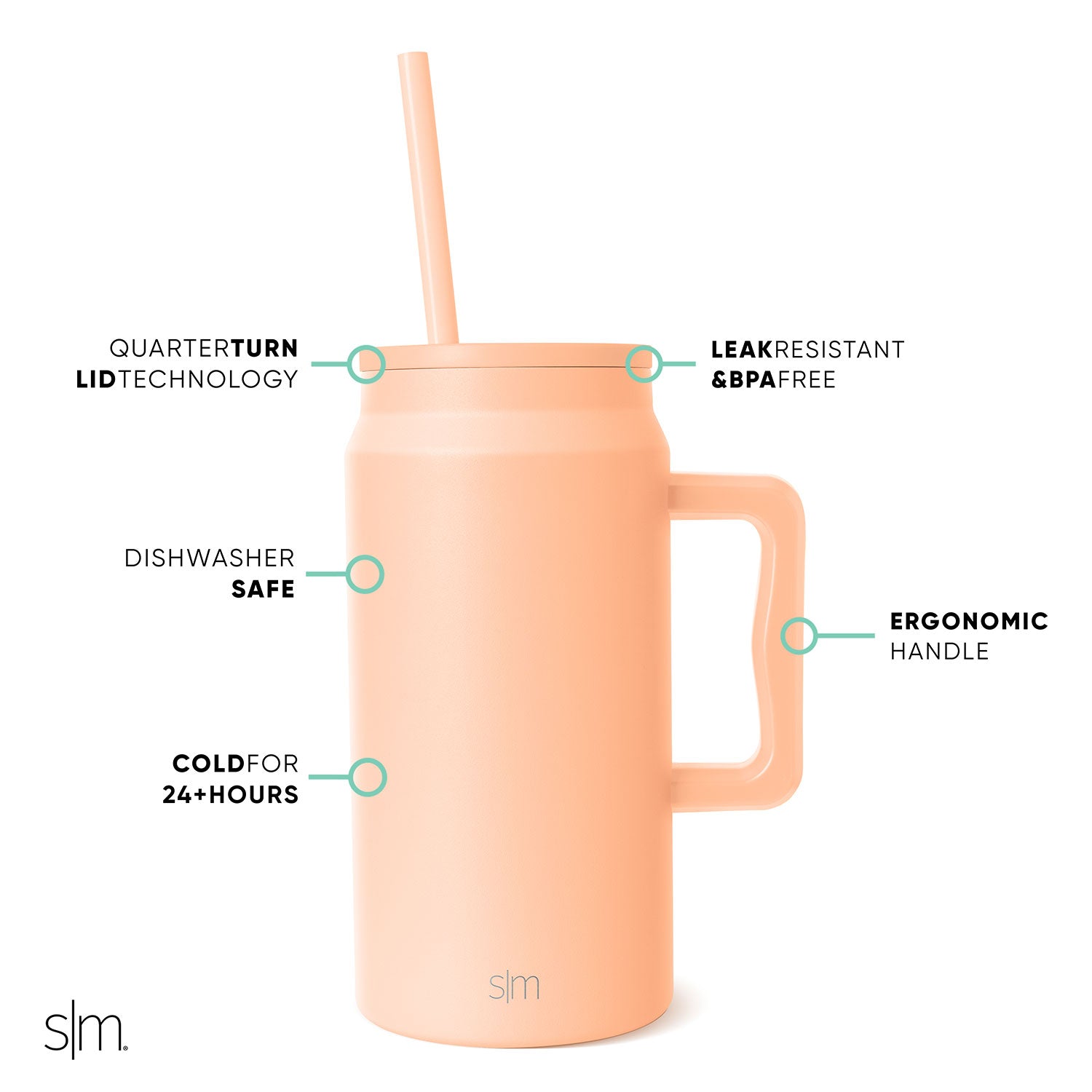 50oz Trek Tumbler - Insulated Stainless Steel Water Bottle with Lid & Straw - Keeps Drinks Hot/Cold for Hours - Perfect for Hiking, Camping, Gym & Outdoor Activities