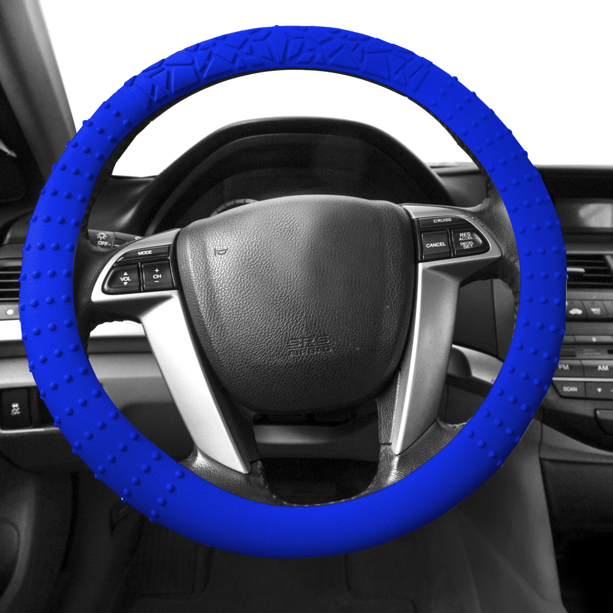 FH Group FH3002DARKBLUE Universal Silicone Steering Wheel Cover with Massage Nibs & Grip Pattern - Fits Most Cars, SUVs, Trucks, Vans (Dark Blue) - Perfect for Comfort Driving, Long Trips & Heat Protection