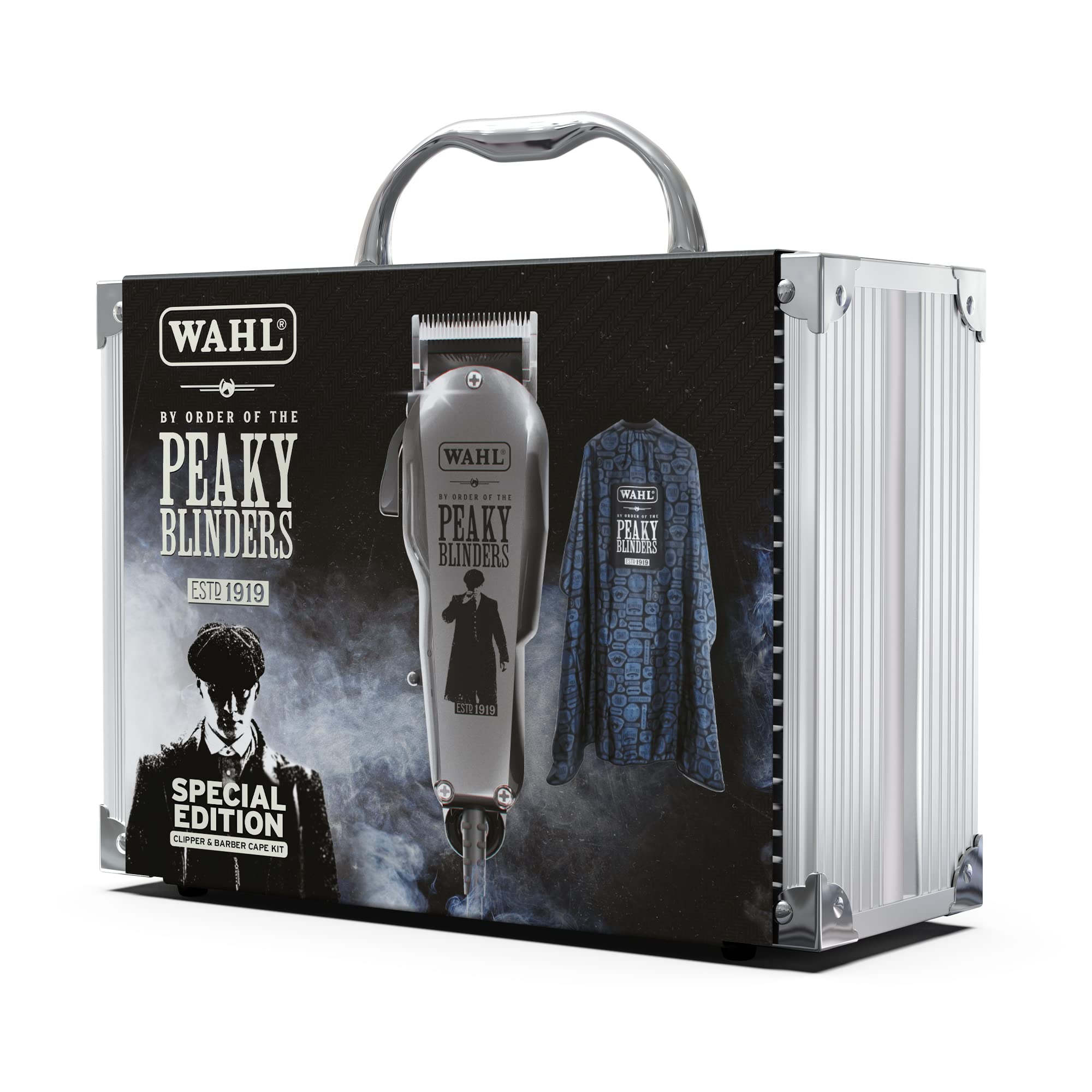 Wahl & Peaky Blinders Professional Hair Clipper Kit with Adjustable Lever - Corded Hair Clippers for Men, Barbers & Stylists - Bulk Hair Removal, Taper Fade & Precision Cutting - Includes Barber Cape & Lightweight Design - Perfect for Home Haircuts, Salon Use & Professional Grooming