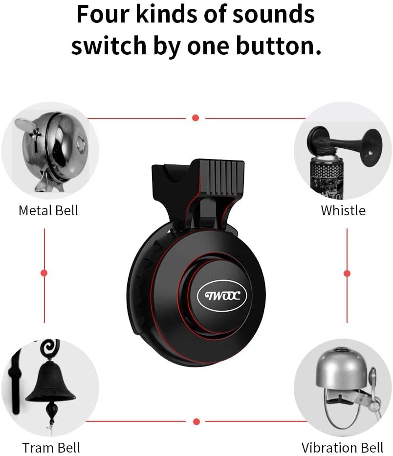 120DB Loudest Electric Bike Horn with Taillight & Frontlight - 4 Sound Modes, Rechargeable Battery, Waterproof - Perfect for Mountain Bikes, Commuting & Night Riding Safety