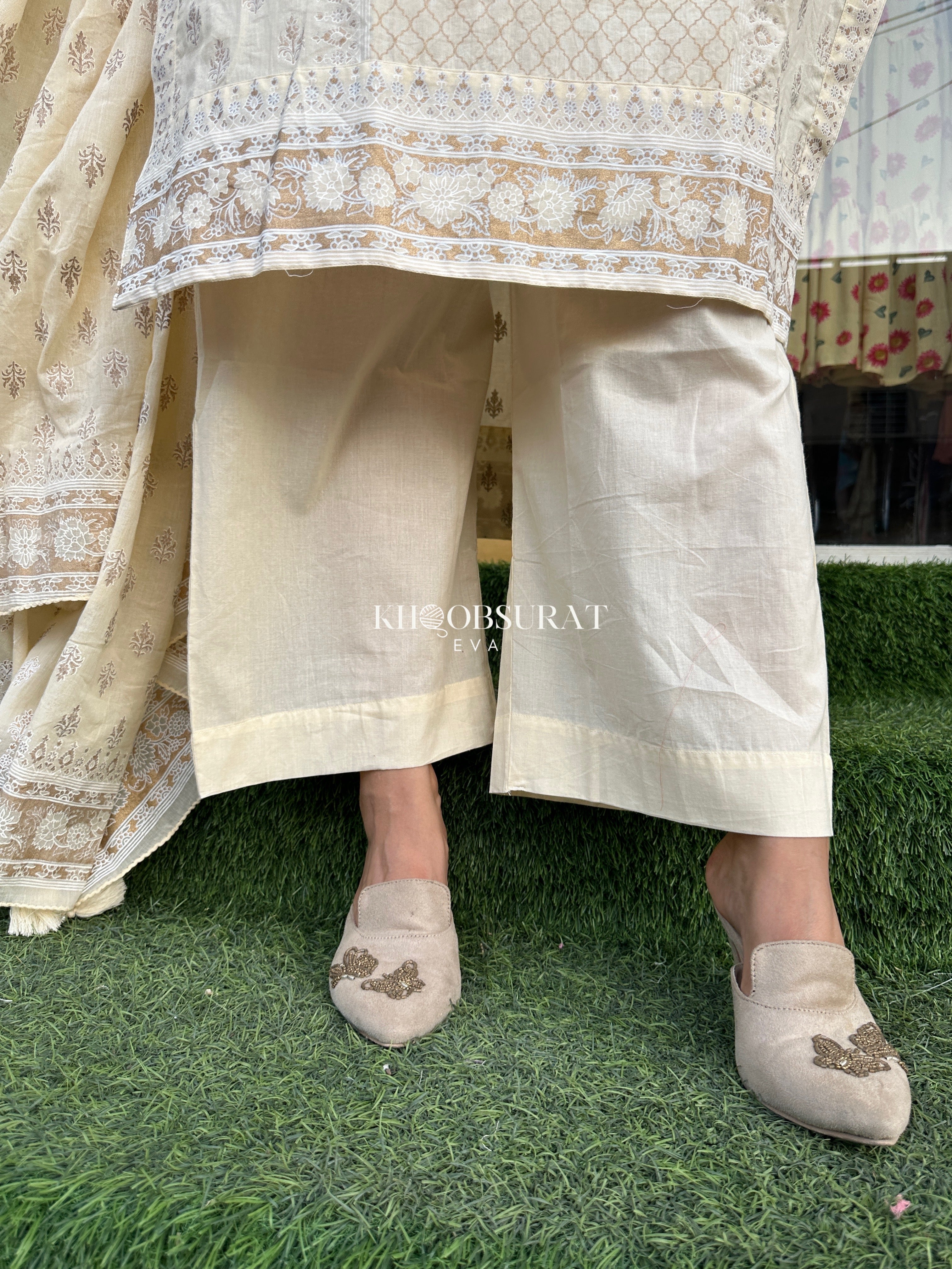 Premium Cream Cotton Embroidered Suit for Men & Women - Elegant & Comfortable for Weddings, Parties & Formal Events