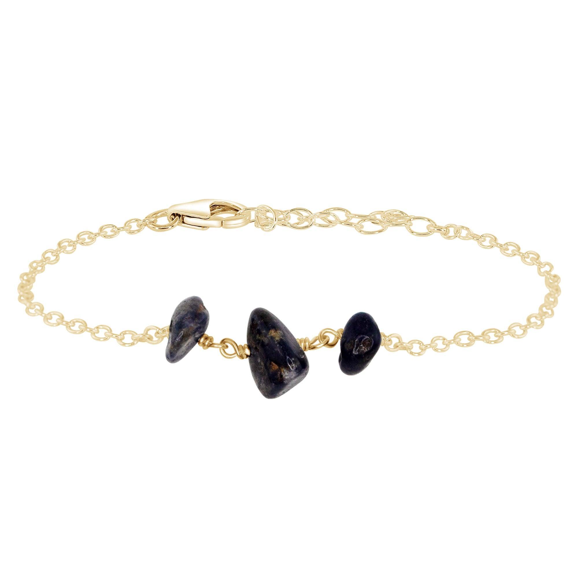 Elegant Sapphire Beaded Chain Bracelet for Women | Dainty Blue Gemstone Jewelry | Perfect for Weddings, Parties & Everyday Wear