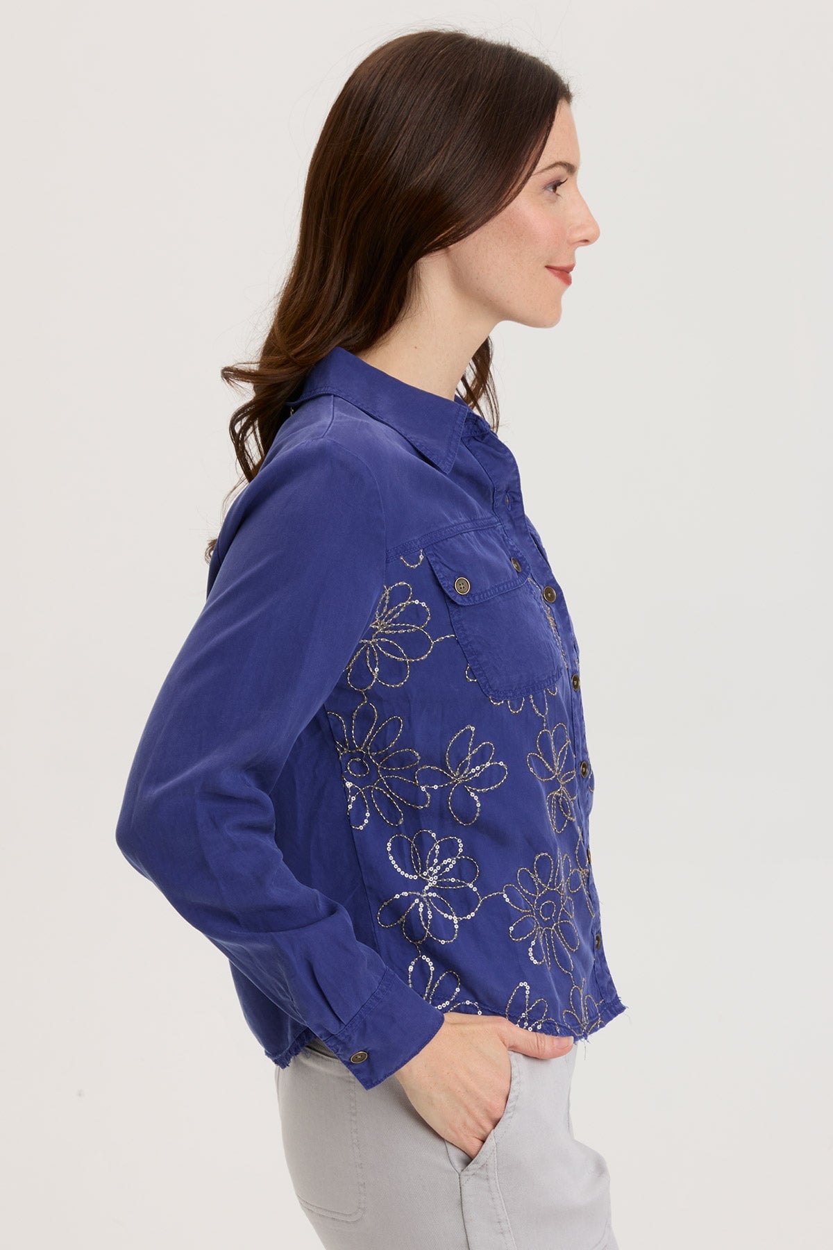 Stylish Paisley Shacket in Egyptian Blue - Trendy Overshirt for Women & Men | Perfect for Casual Outfits, Layering in Fall & Winter