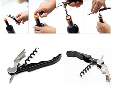 Premium Black Stainless Steel Wine Bottle Opener - Corkscrew for Wine & Beer | Elegant Bar Tool for Home, Parties & Restaurants