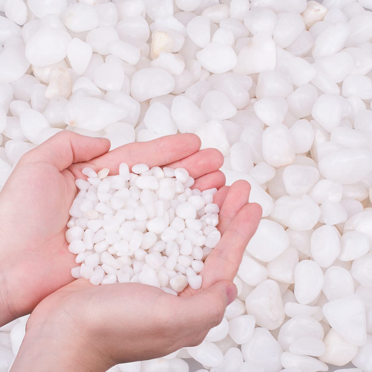 Premium White Polished Pebbles 3/8