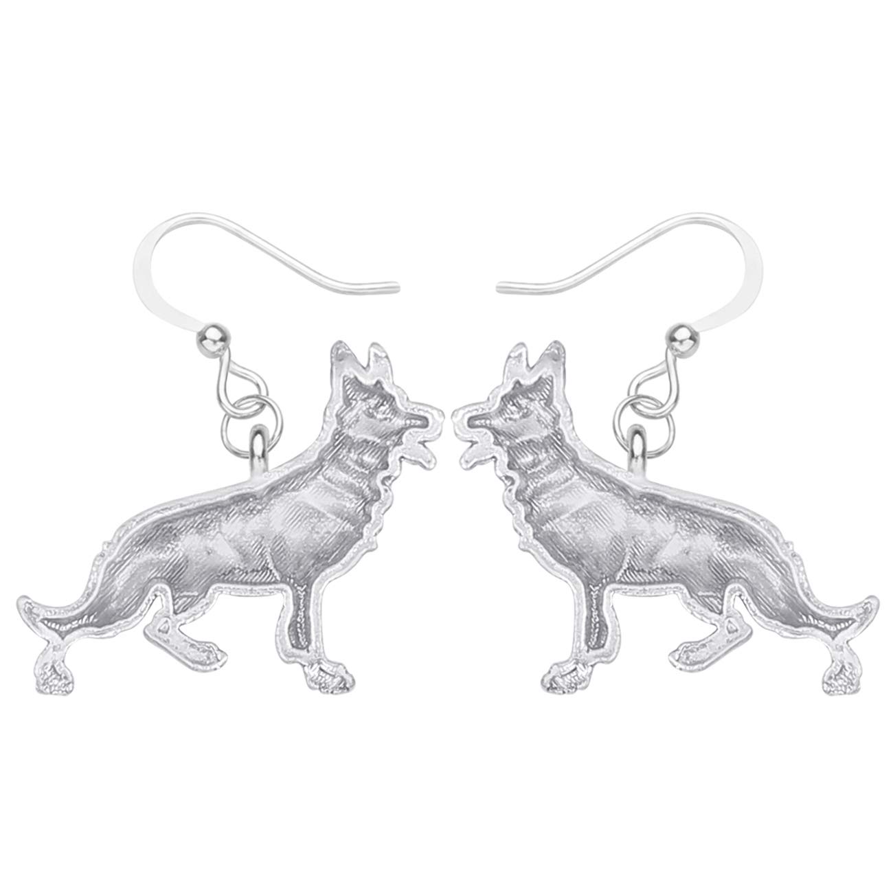 DUOWEI German Shepherd Dog Earrings - Acrylic Pet Drop Dangle Jewelry for Women, Silver Animal Lover Gift for Birthday Party | Perfect for Dog Owners & Pet Lovers