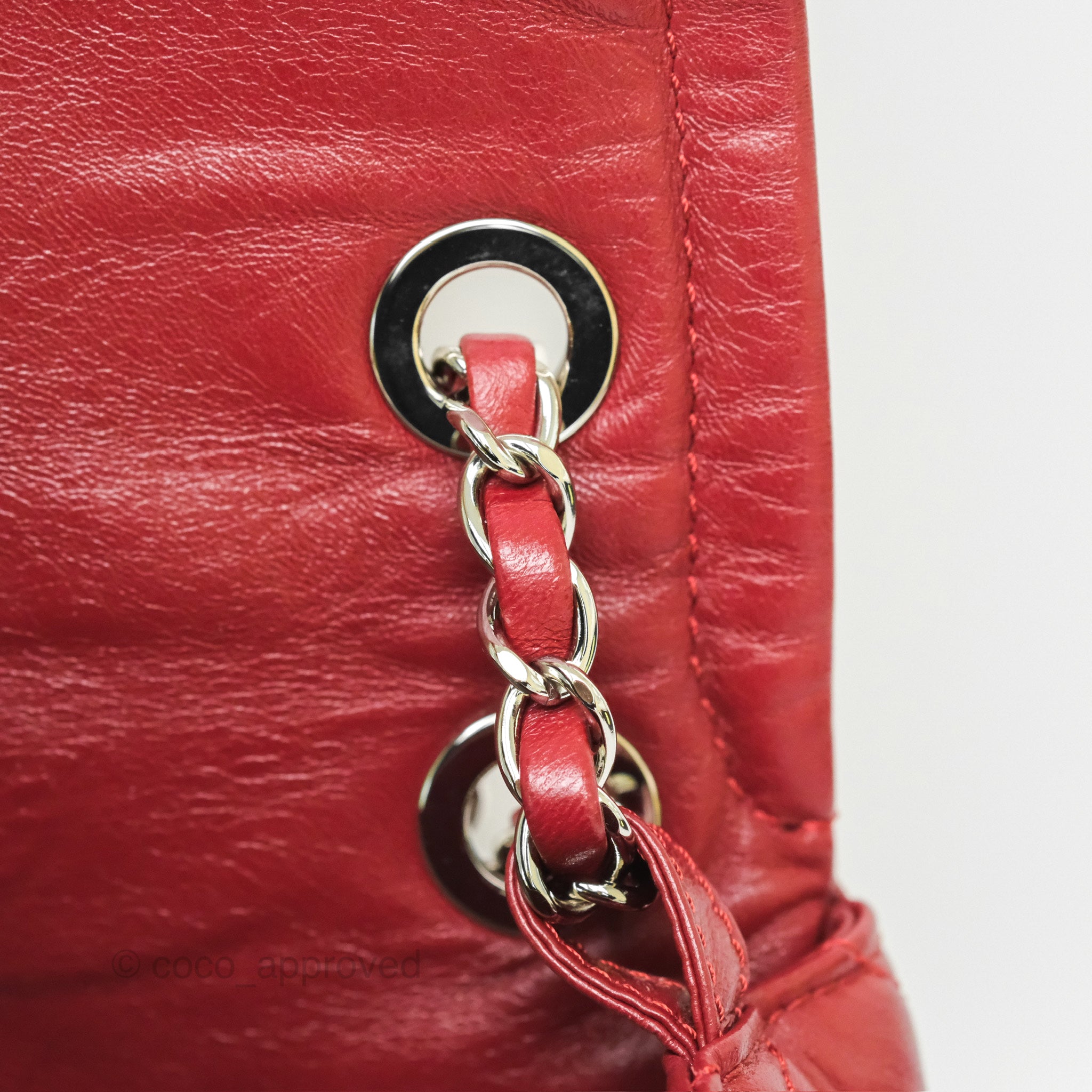Chanel CC Flap Shoulder Bag in Dark Red Crumpled Leather with Silver Hardware - Luxury Crossbody Bag for Women, Perfect for Date Night & Evening Events