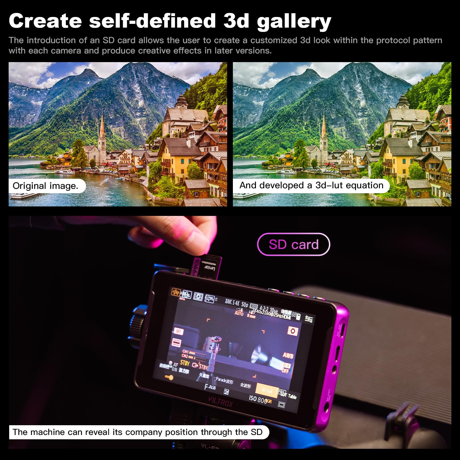 VILTROX DC-550 PRO 5.5 Inch 4K HDMI Touchscreen Camera Monitor - 1200nits Brightness, Exposure & Focus Assist, Waveform for DSLR/Mirrorless - Compatible with Sony Canon Nikon - Perfect for Outdoor Filming & Studio Photography