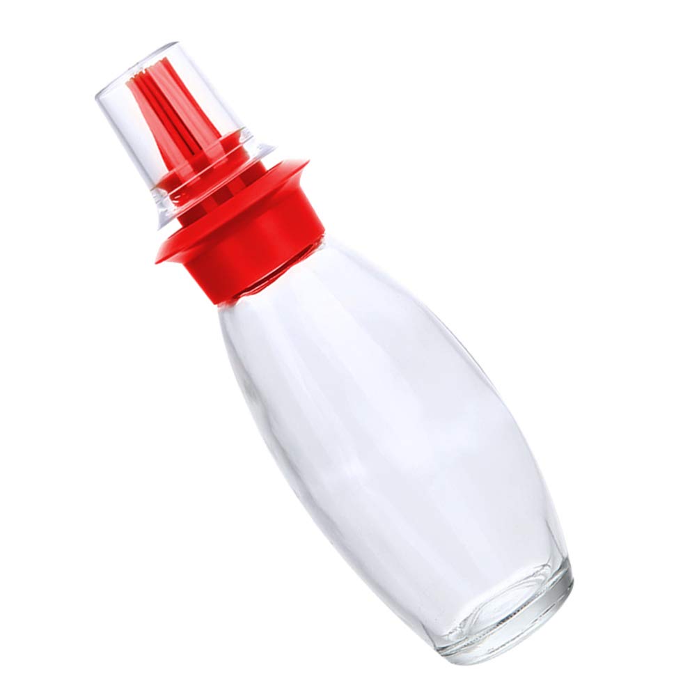 Hemoton Glass Containers - 1pc Glass Terrarium with Silicone Oil Bottle Brush & Pastry Brush for BBQ, Baking and Kitchen Use