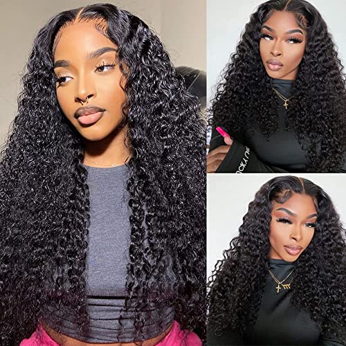 13x4 HD Water Wave Lace Front Wigs Human Hair - Pre Plucked Brazilian Curly 20 Inch Lace Frontal Wig for Black Women | Natural Wet & Wavy Human Hair Wigs for Daily Wear, Parties & Special Occasions