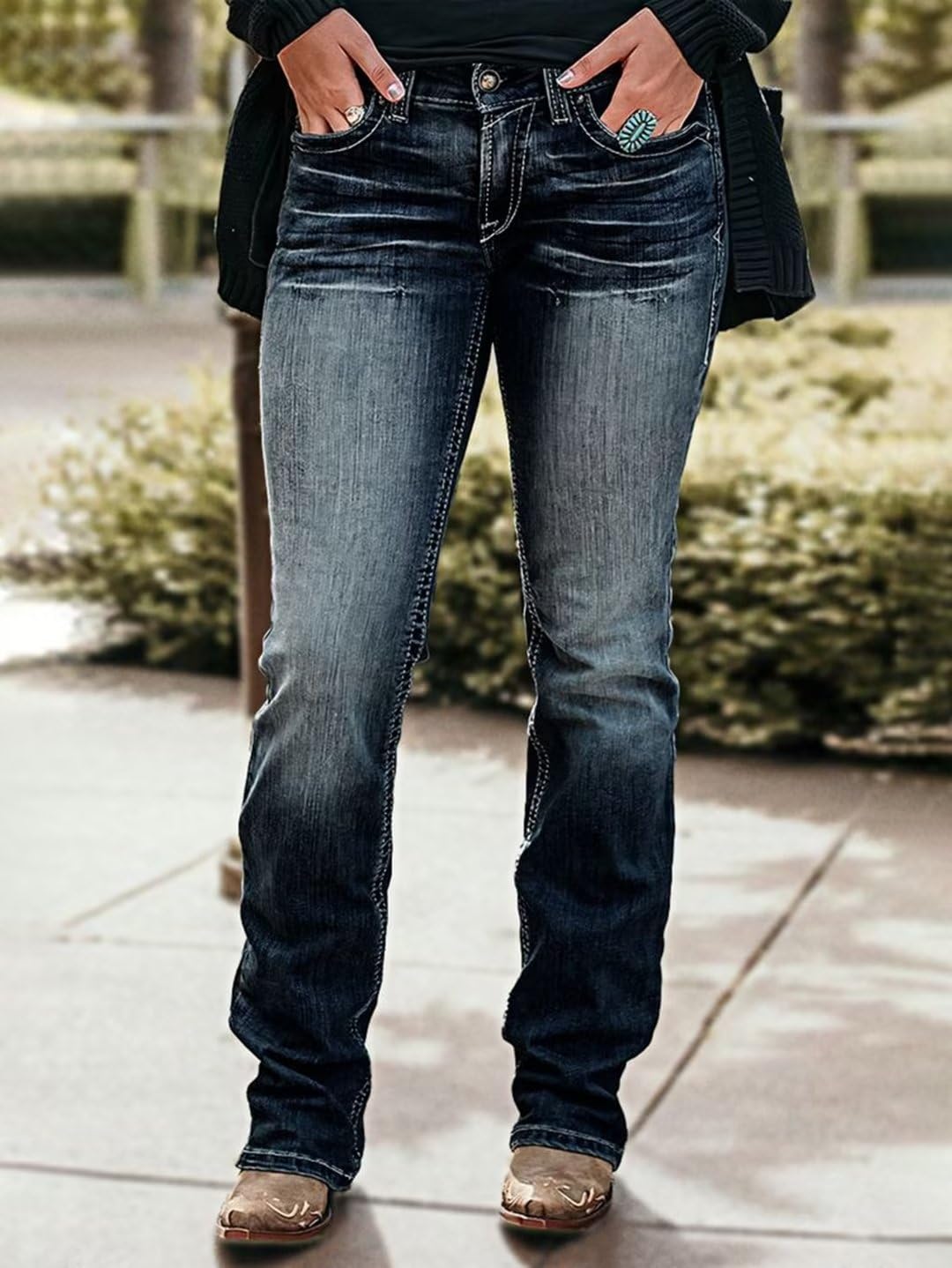 Flamingals Women's Boot Cut Flare Jeans - Butt Lifting & Tummy Control High Waisted Denim Pants for Casual Wear & Night Out