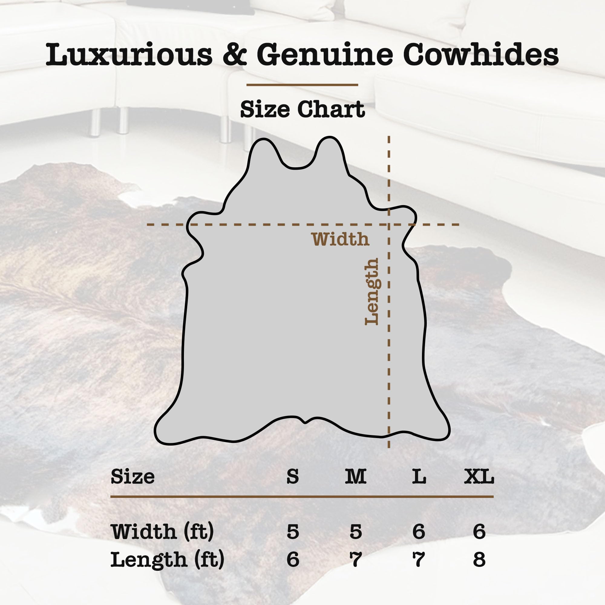 Authentic Cowhide Rug - Natural Leather Hide Rugs for Living Room & Bedroom - Rustic Home Decor - Light Brindle Cowhide Collection | Perfect for Farmhouse Style, Bohemian Decor & Cozy Interior Design