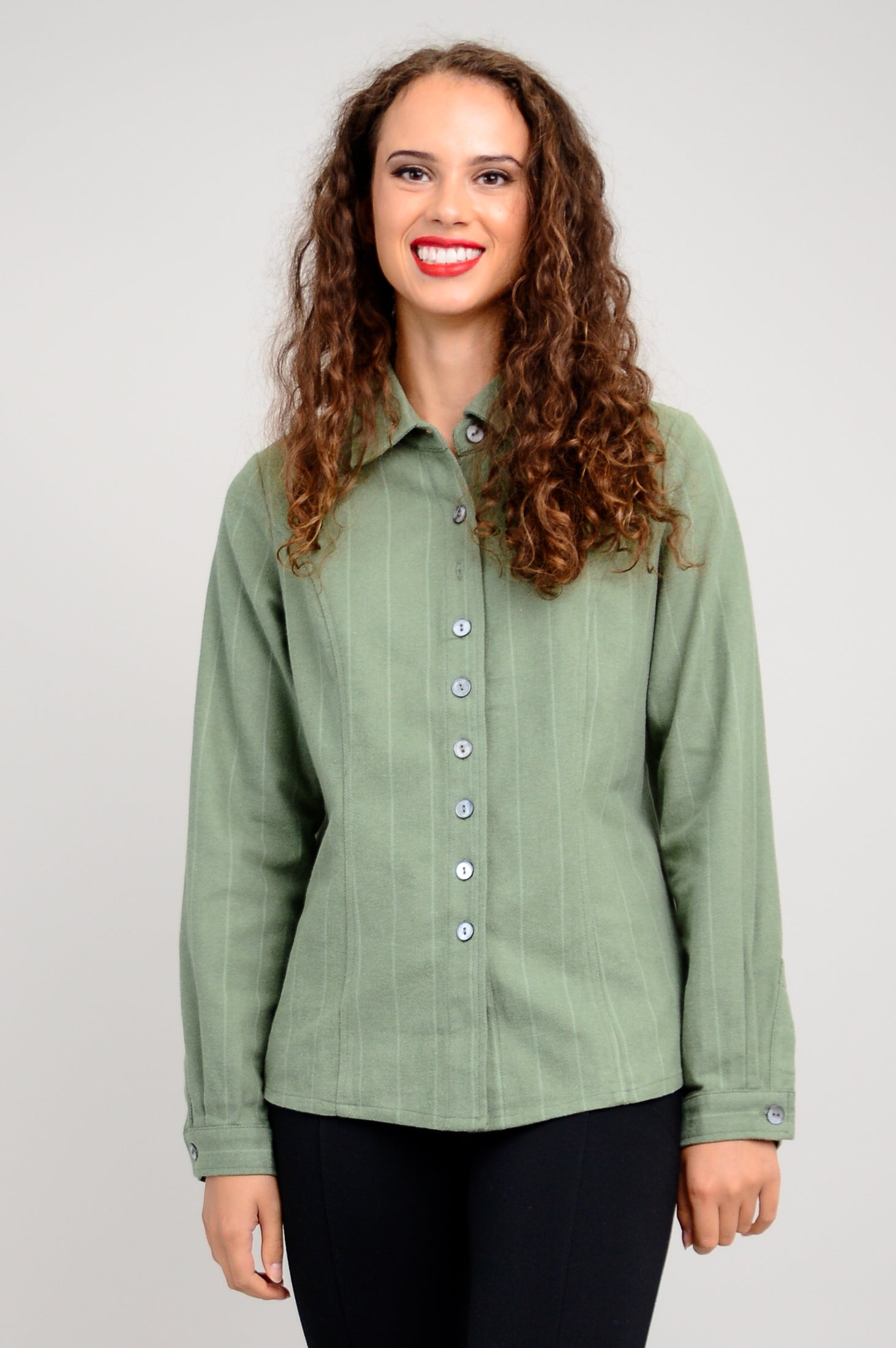 Alexis Top - Soft Khaki Flannel Shirt for Women | 100% Cotton Comfort | Perfect for Casual Wear & Layering
