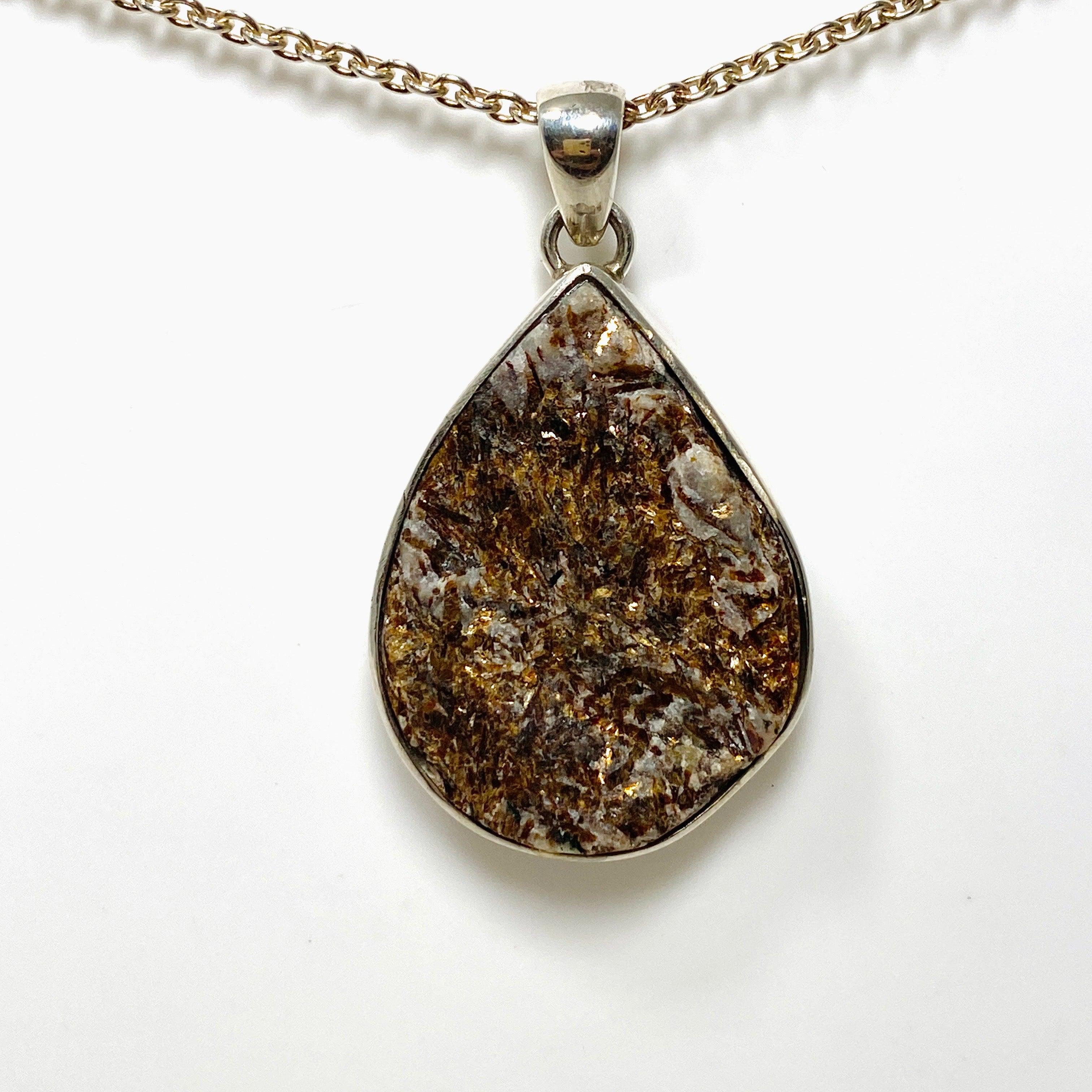 Natural Raw Golden Astrophyllite Pendant Necklace - Unique Healing Crystal Jewelry for Meditation & Spiritual Energy - Perfect for Yoga, Reiki & Chakra Balancing