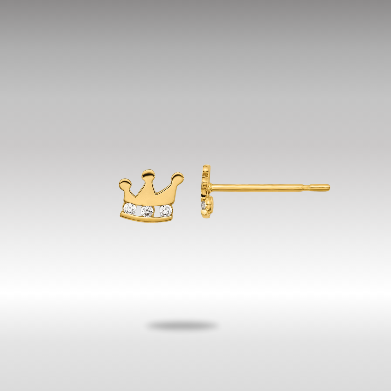 Gold Madi K Kids CZ Crown Post Earrings - GK962 Model | Hypoallergenic Princess Jewelry for Girls Birthday & Special Occasions