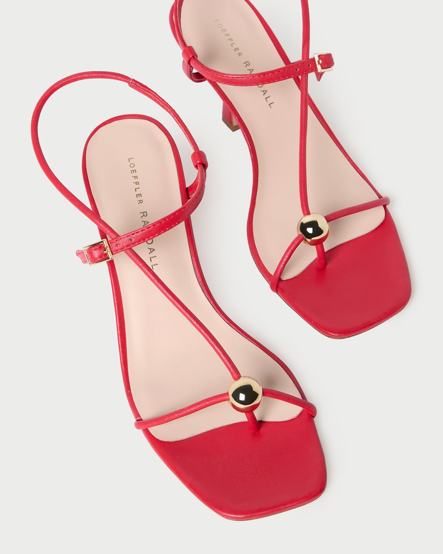 Triana Red Leather Mid Heel Sandals for Women - Comfortable Dressy Block Heel Open Toe Shoes for Summer, Weddings & Office Wear