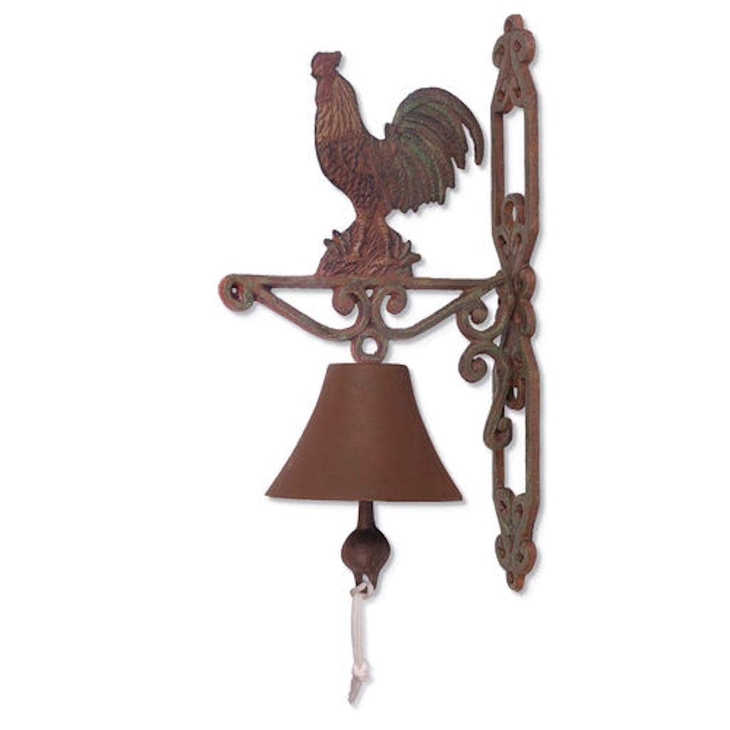 Sunset Vista Designs Hand-Painted Cast Iron Rooster Bell - Rustic Farmhouse Decor for Garden, Patio & Home