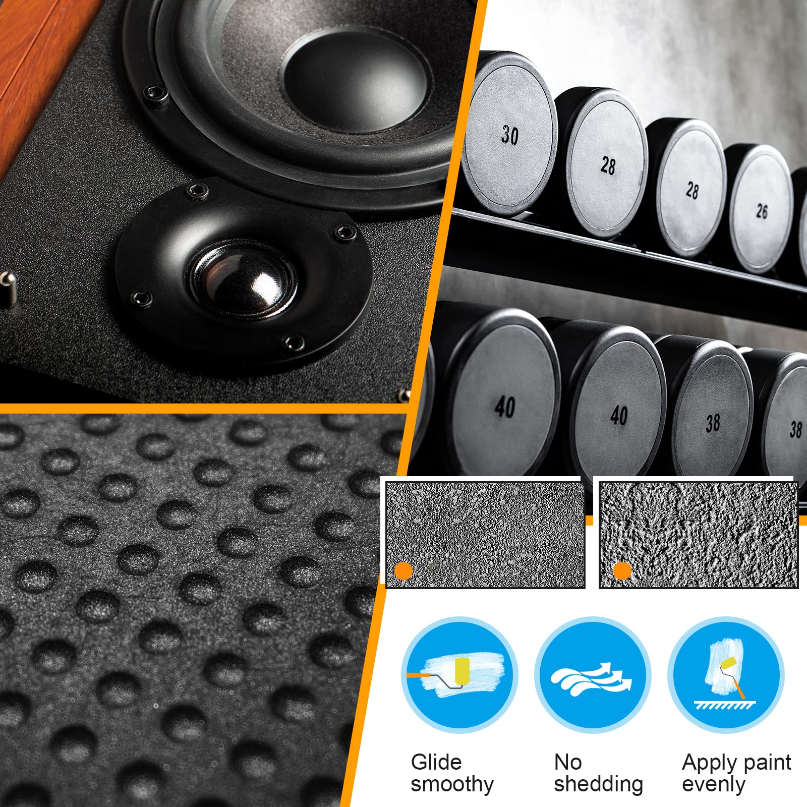 8 Pcs 4 Inch Textured Paint Roller Kit - Bed Liner Roller Covers & Frame for Truck Coating - Create Perfect Texture Effect - Ideal for DIY Truck Bed Liner, Wall Texture, and Home Painting Projects