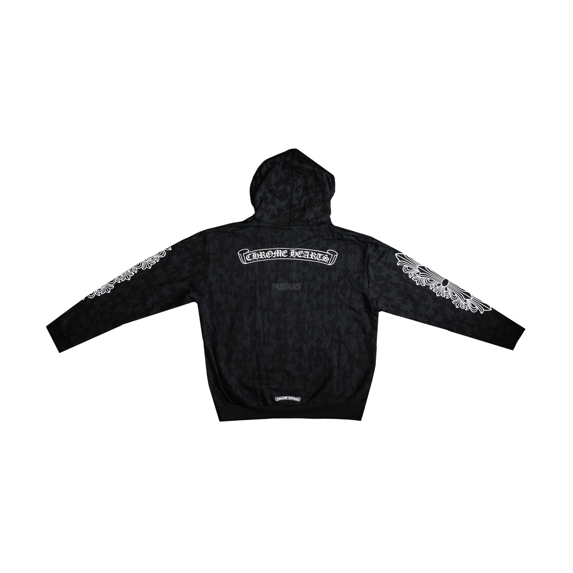 Chrome Hearts Cemetery Cross Print Zip Up Hoodie - Black Gothic Streetwear for Men & Women | Perfect for Casual Outfits, Concerts, and Urban Fashion