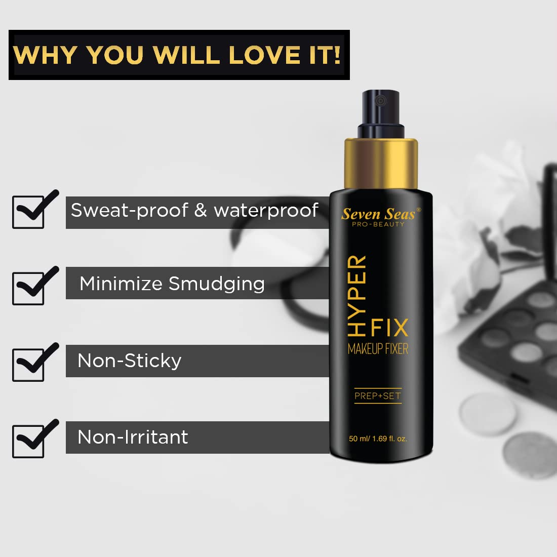 Seven Seas Hyper Fix Makeup Setting Spray - Long Lasting Misty Finish, Vitamin E Enriched, Lightweight & Quick Dry | Professional Makeup Fixer for Face | Perfect for All-Day Wear, Photo Shoots & Special Events