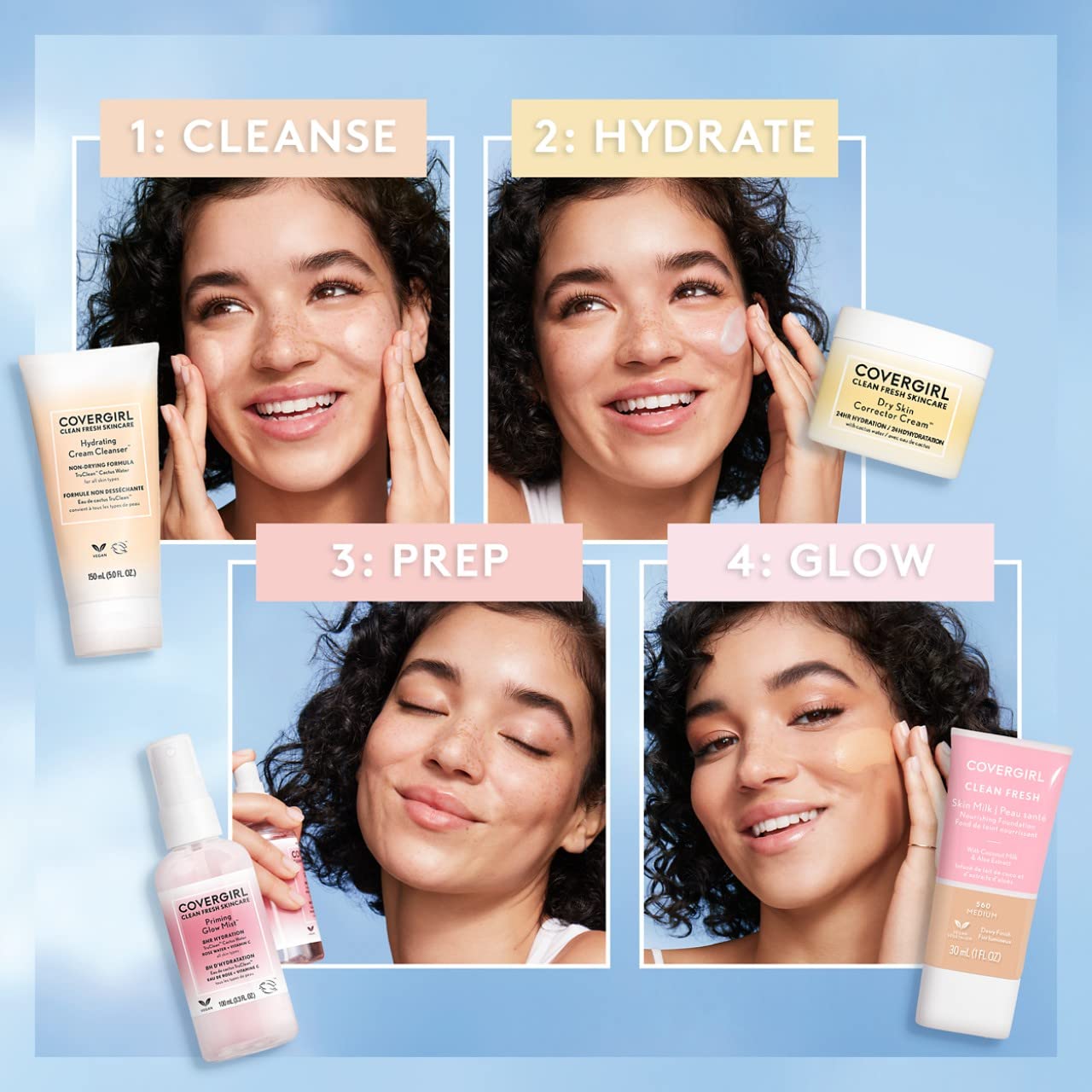 COVERGIRL Clean Fresh Skincare Dry Skin Corrector Cream - Hydrating Moisturizer for Dry & Sensitive Skin, Pack of 2 | Day & Night Use for Smooth, Glowing Complexion