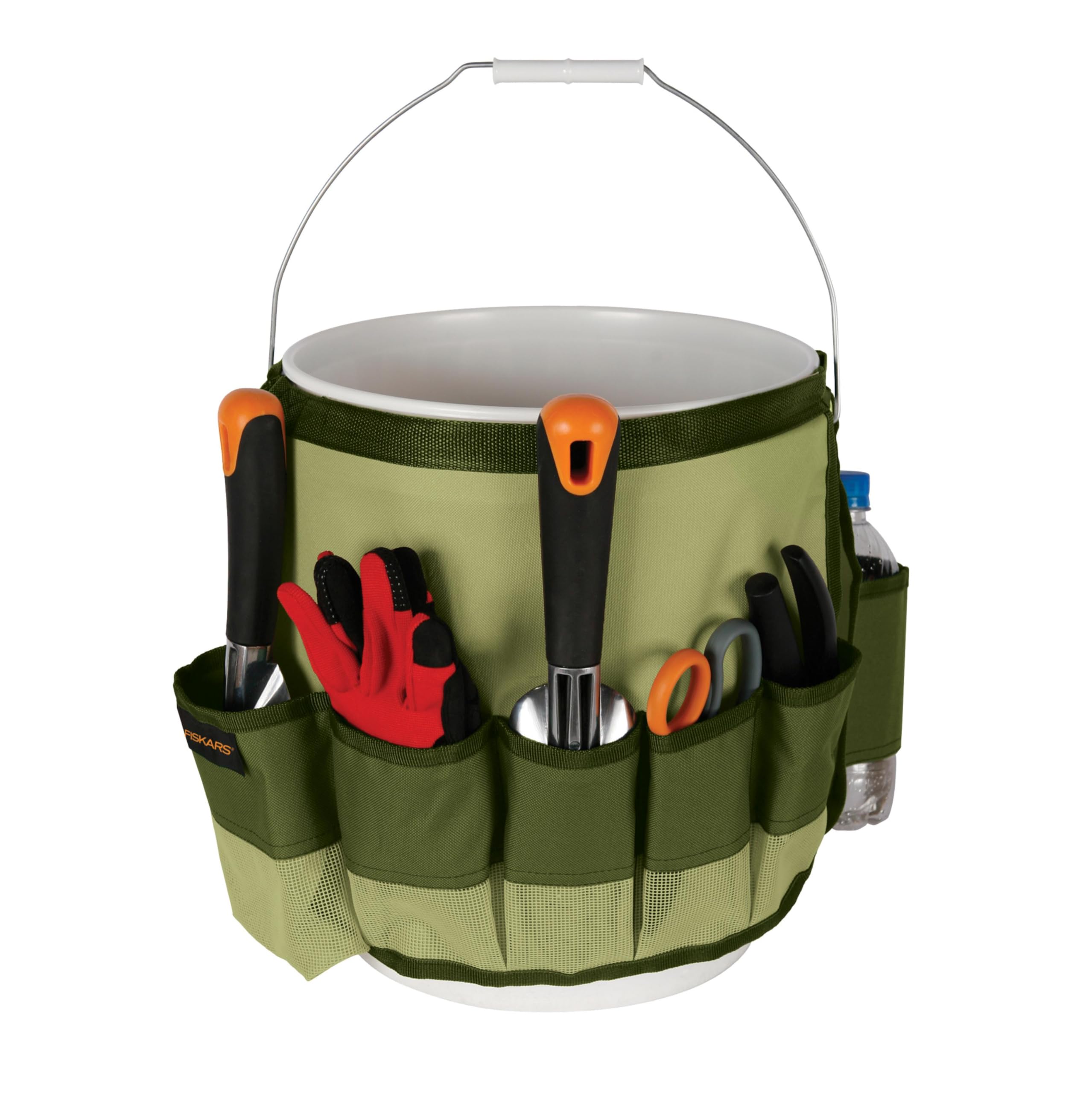Fiskars 5 Gallon Garden Tool Bucket Caddy - Heavy Duty Organizer for Gardening Tools (Bucket & Tools Not Included) | Perfect for Outdoor Yard Work, Landscaping & Garden Storage