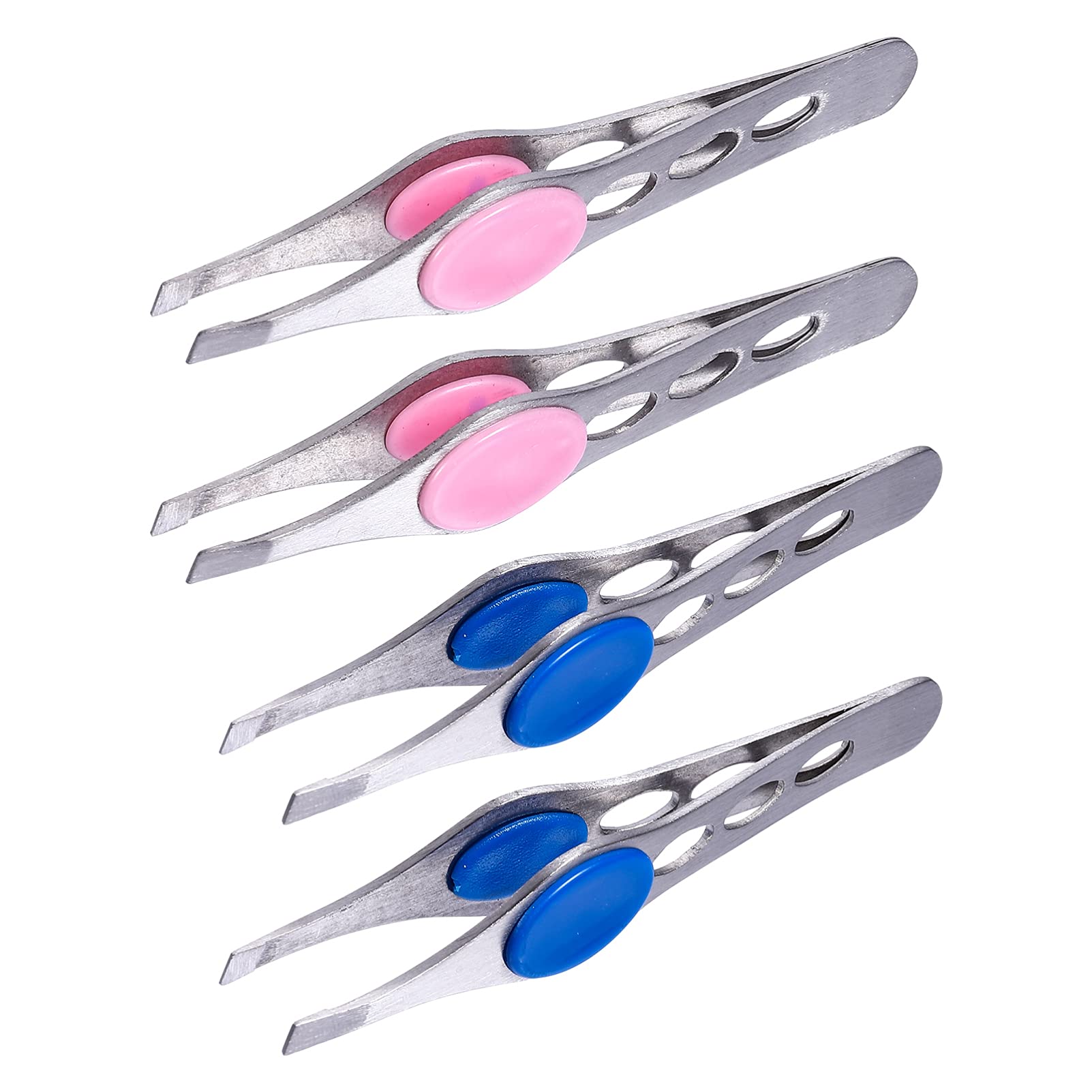 4-Piece Stainless Steel Eyebrow Tweezers Set - Professional Hair Removal Tools with Pointed Tips, Nail Glue Brush & Lash Tweezers for Precise Shaping - Perfect for Eyebrow Grooming, Eyelash Extensions & DIY Beauty Care