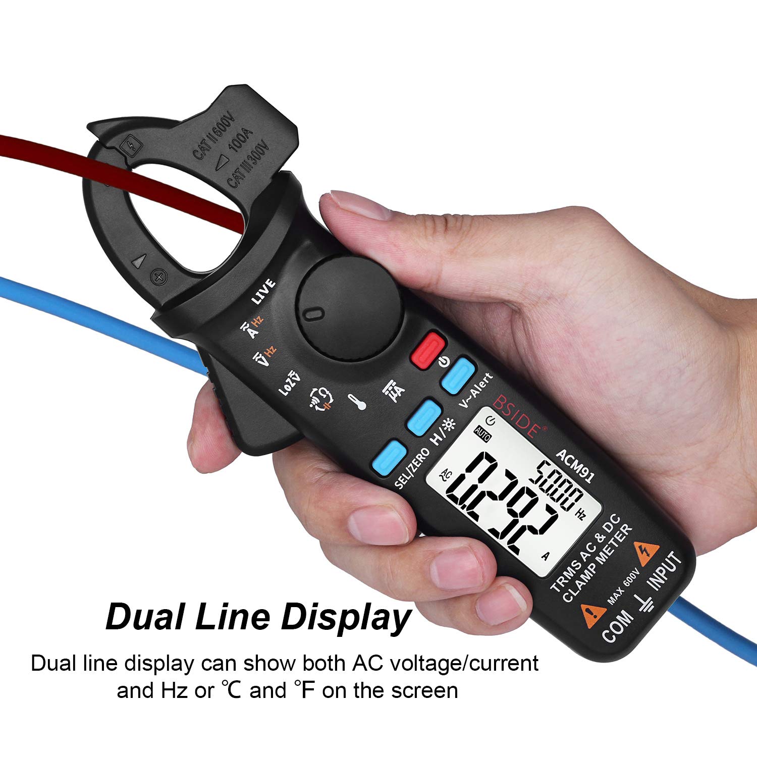 BSIDE Multimeter & ACM91 Clamp Meter Kit - Rechargeable Digital Multimeter with Color LCD Display, 1mA DC/AC Current Tester, Electrical Testing Tools for Home, Automotive & Industrial Use